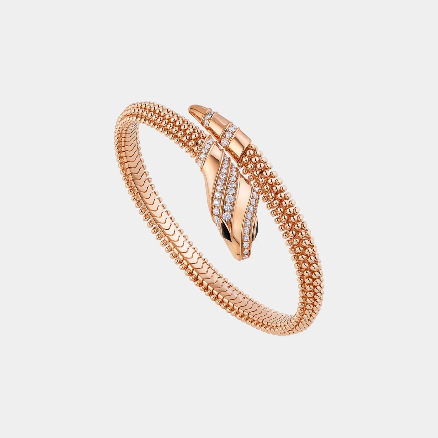 Bvlgari Serpenti Bracelet Single Coil with Diamonds &amp; Black Onyx, Front