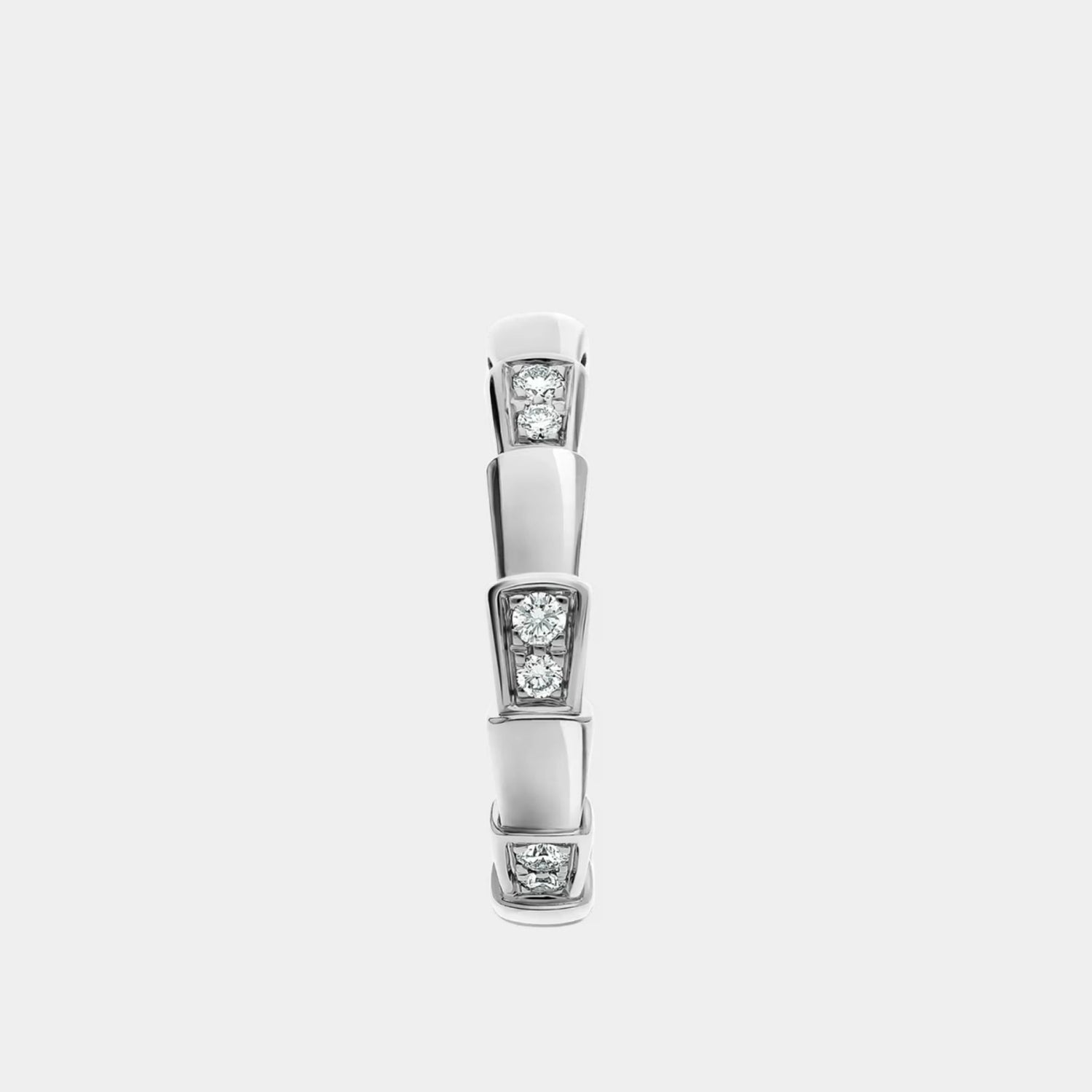 Serpenti Viper Demi Pave Diamonds Ring, White Gold, Front