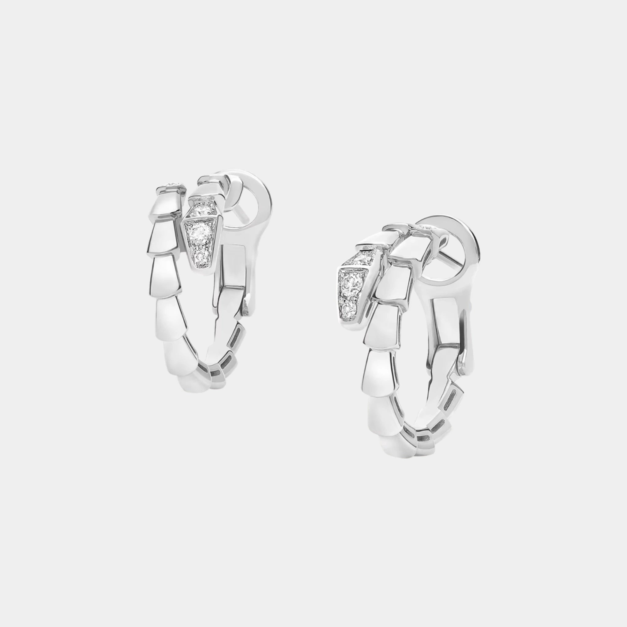 Bvlgari Serpenti Viper Diamond Earrings, White Gold, Front