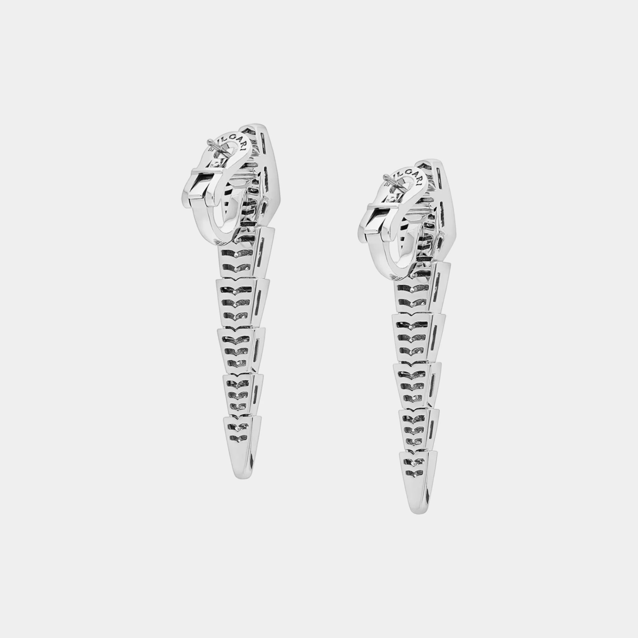 Bvlgari Serpenti Viper Earrings with Full Pave Diamonds, White Gold, Back