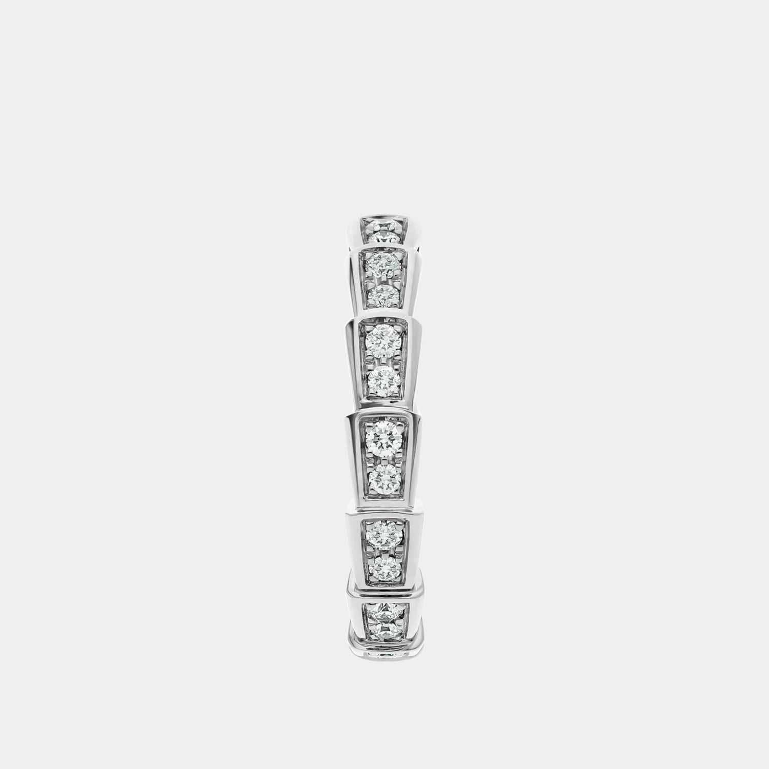 Bvlgari Serpenti Viper Full Pave Diamonds Ring, White Gold, Front
