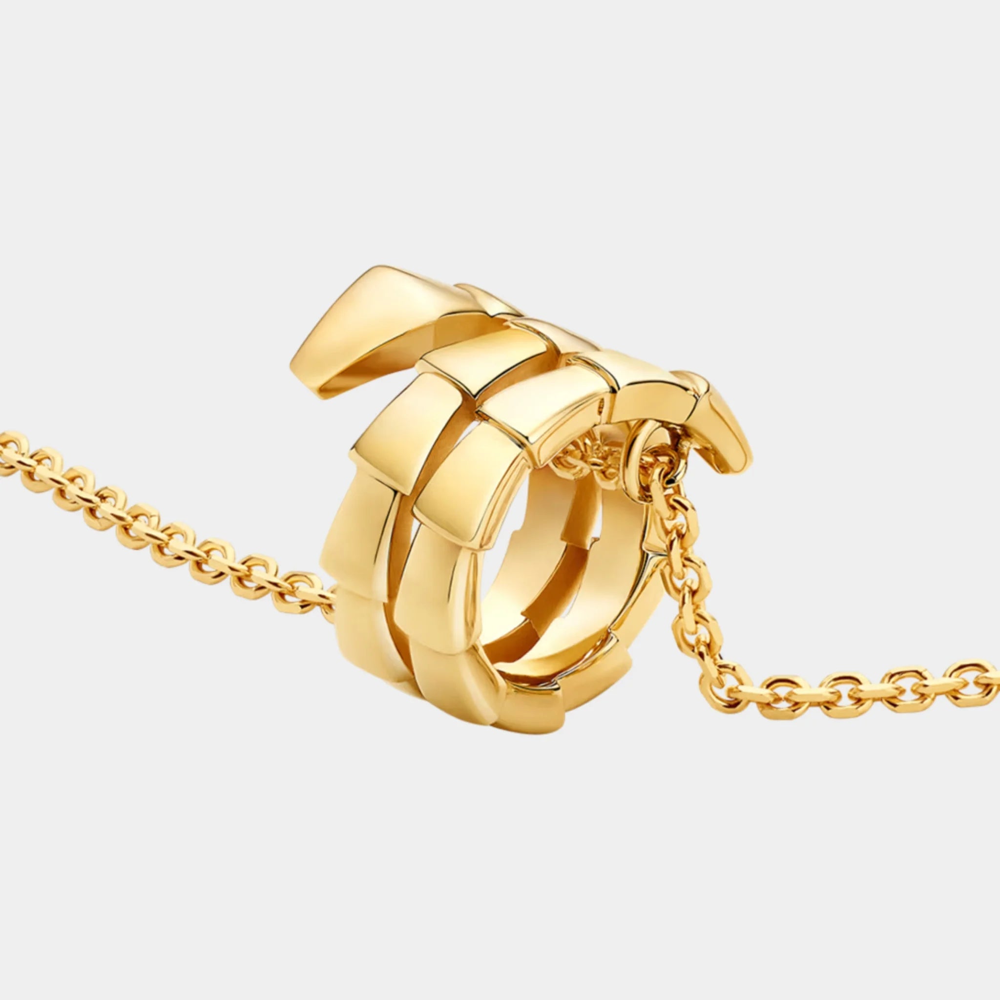 Bvlgari Serpenti Viper Mini Pendant Necklace, Yellow Gold, Close
