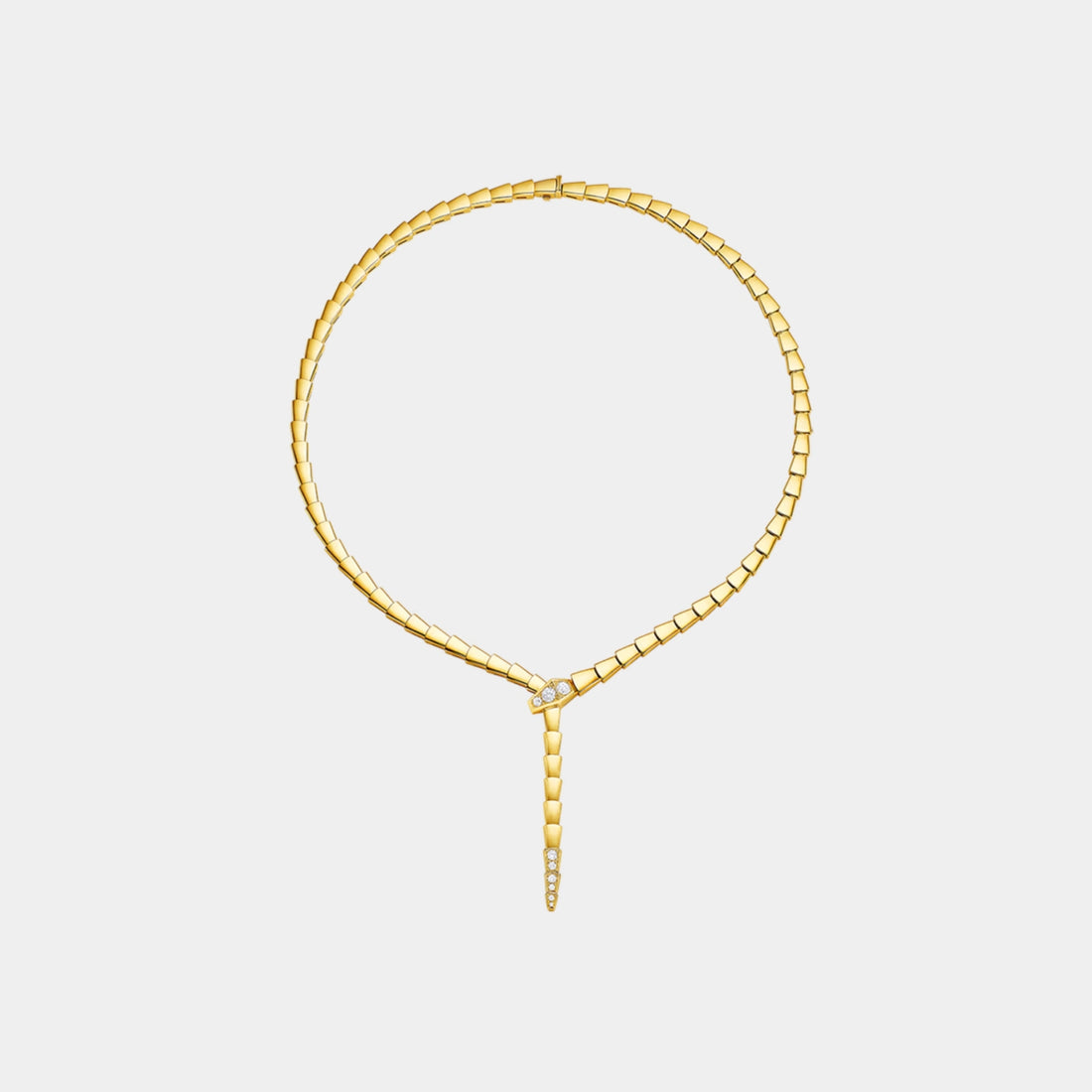 Bvlgari Serpenti Viper Necklace with Demi Pave Diamonds, Yellow Gold, Front