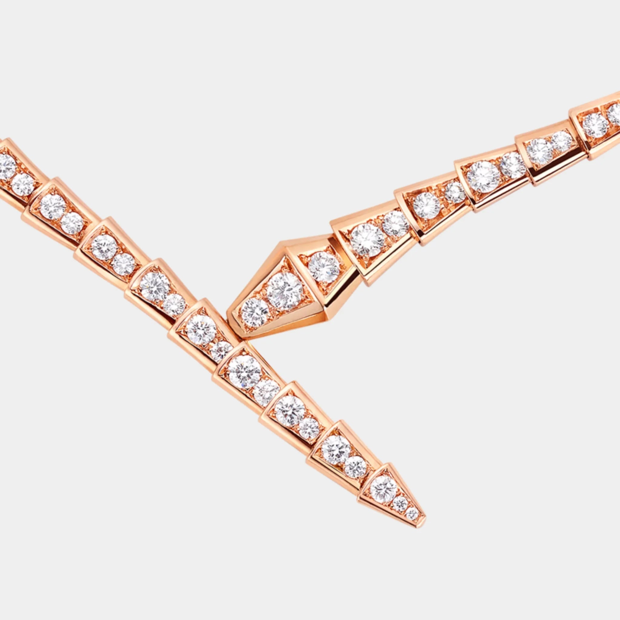 Bvlgari Serpenti Viper Necklace with Full Pave Diamonds, Rose Gold, Close