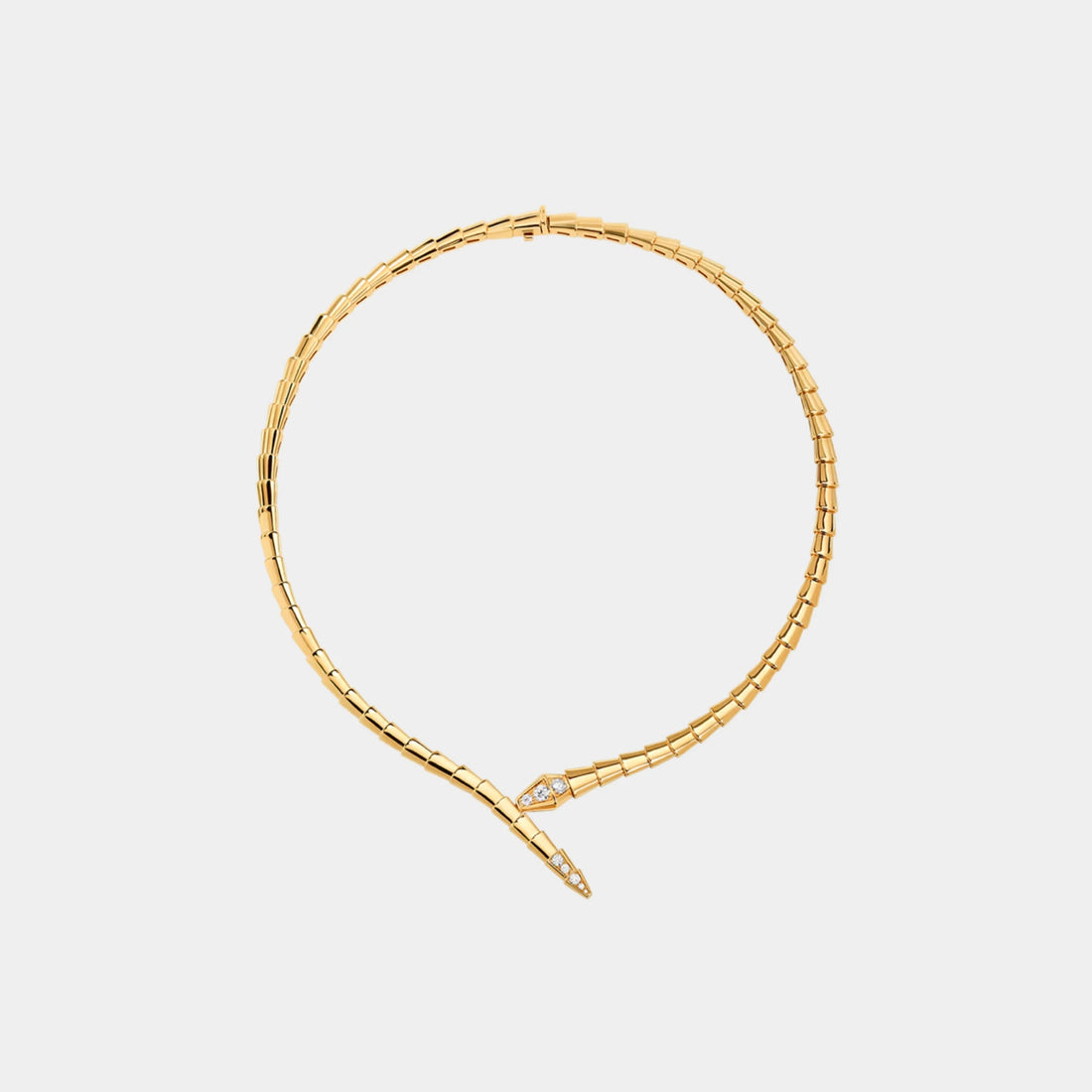 Bvlgari Serpenti Viper Necklace with Pave Diamonds, Yellow Gold, Front