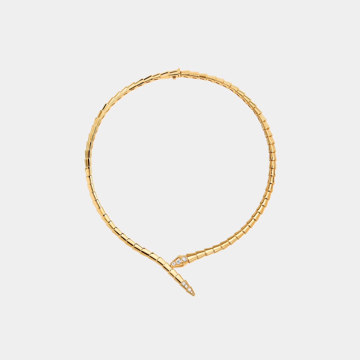 Bvlgari Serpenti Viper Necklace with Pave Diamonds, Yellow Gold, Front