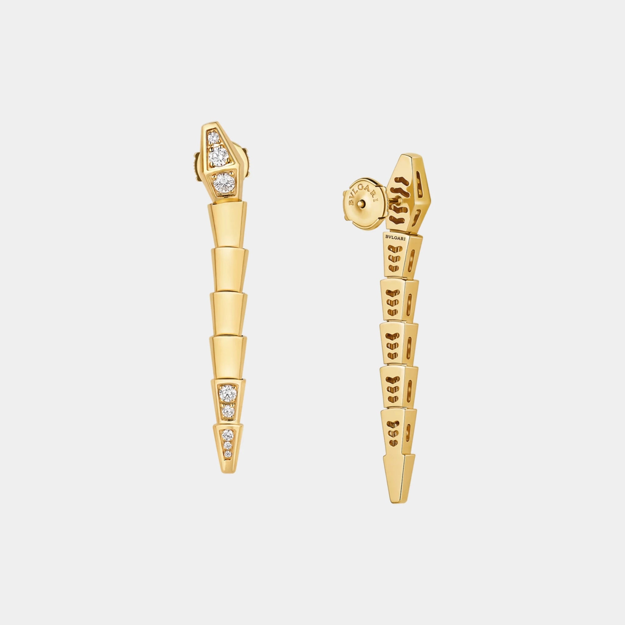 Bvlgari Serpenti Viper Pendant Earrings with Diamonds, Yellow Gold, Back