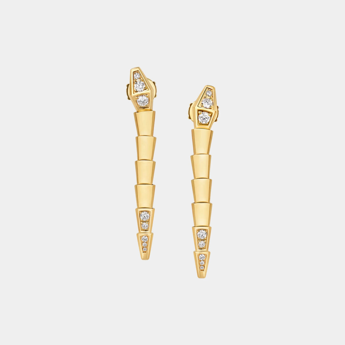 Bvlgari Serpenti Viper Pendant Earrings with Diamonds, Yellow Gold, Front