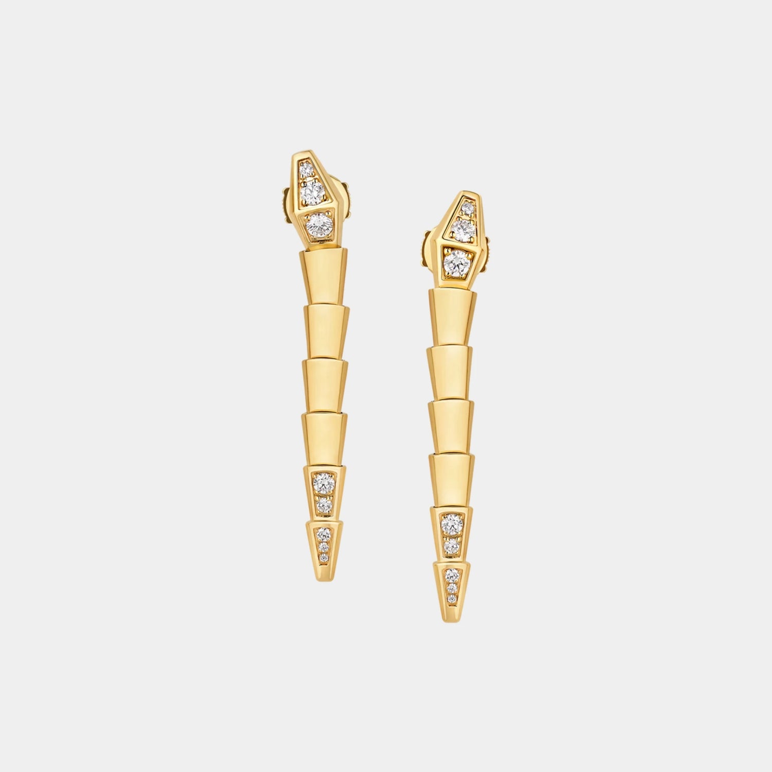 Bvlgari Serpenti Viper Pendant Earrings with Diamonds, Yellow Gold, Front