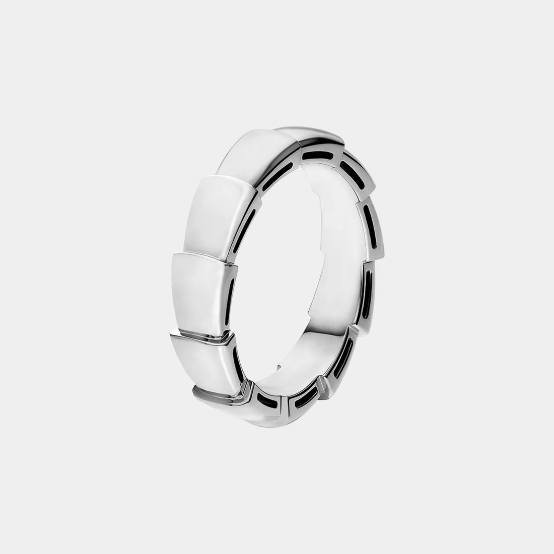 Bvlgari Serpenti Viper Thick Wedding Band, White Gold, Side