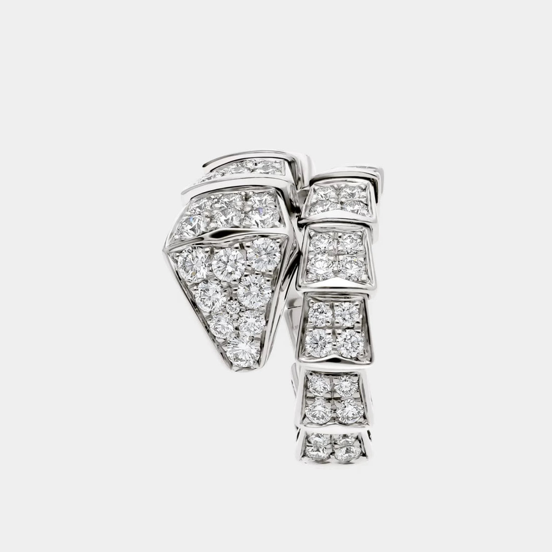 Serpenti Viper White Gold Diamond Ring, Front