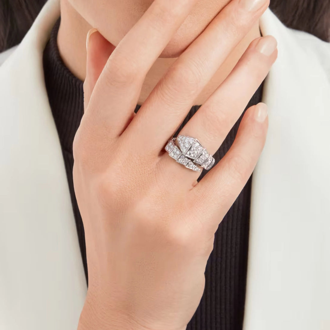 Serpenti Viper White Gold Diamond Ring, Model