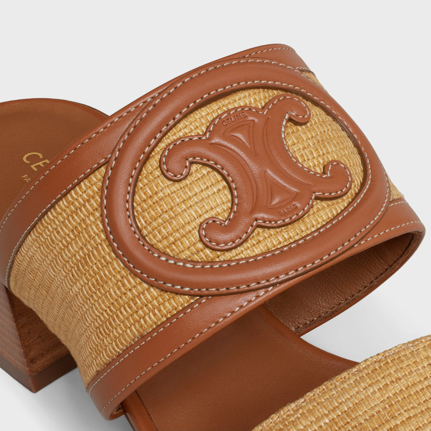 Appoline Mule In Raffia &amp; Calfskin