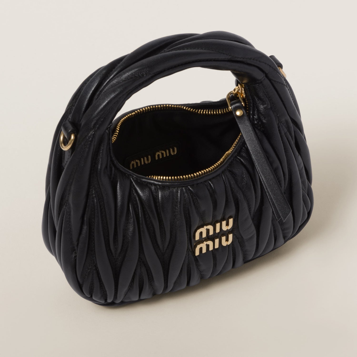 Wander matelassé nappa leather hobo mini-bag