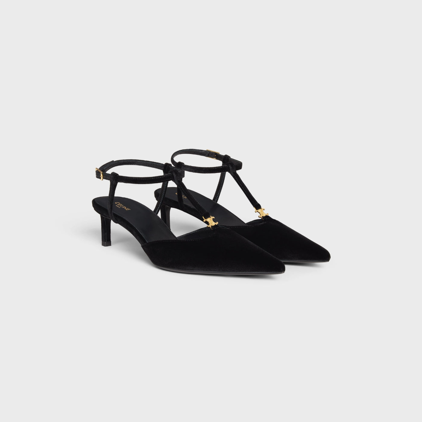 Celine Kitten T-Bar Strap Pump In Velvet