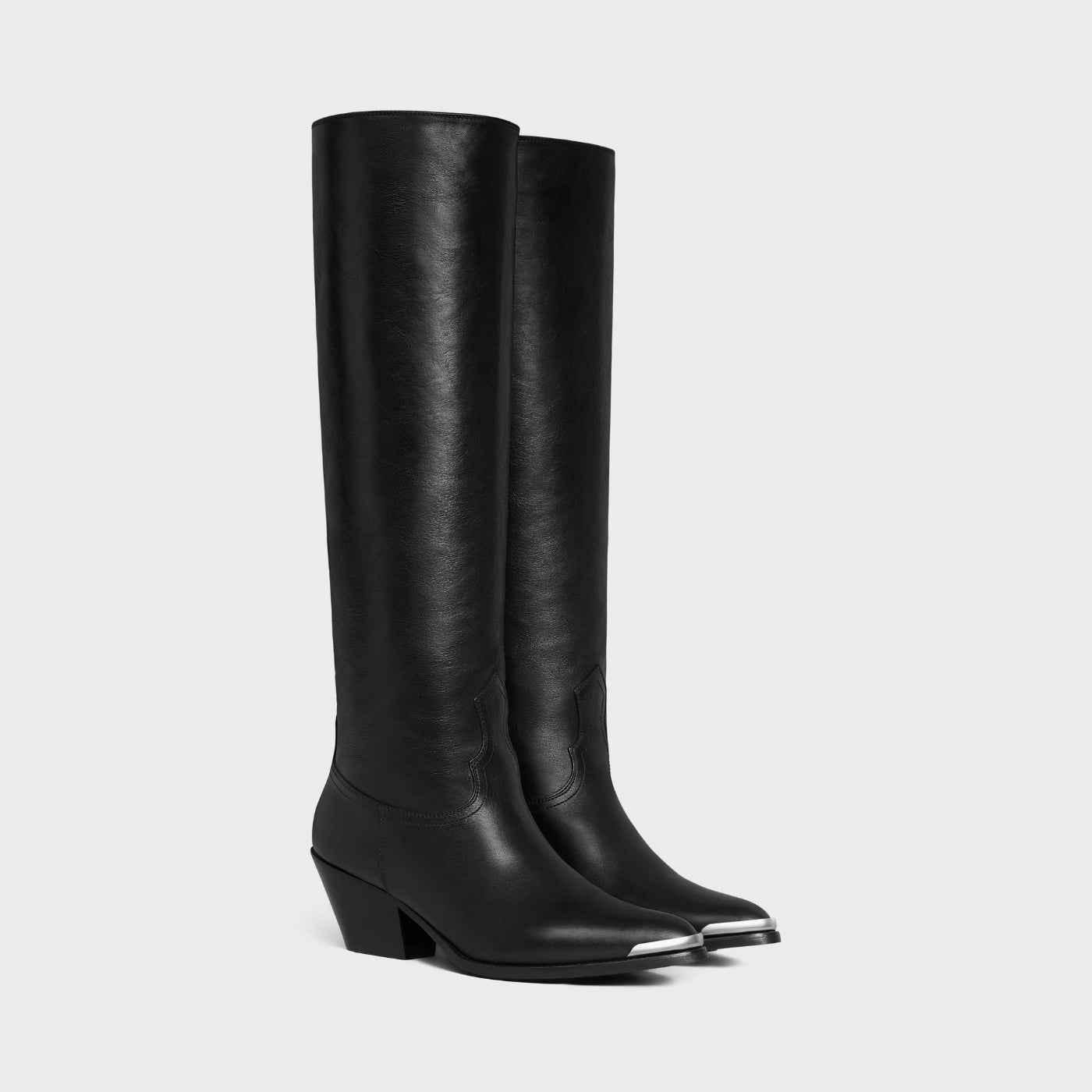 Celine Lola Boots High Western Boots With Metal Toe In Calfskin