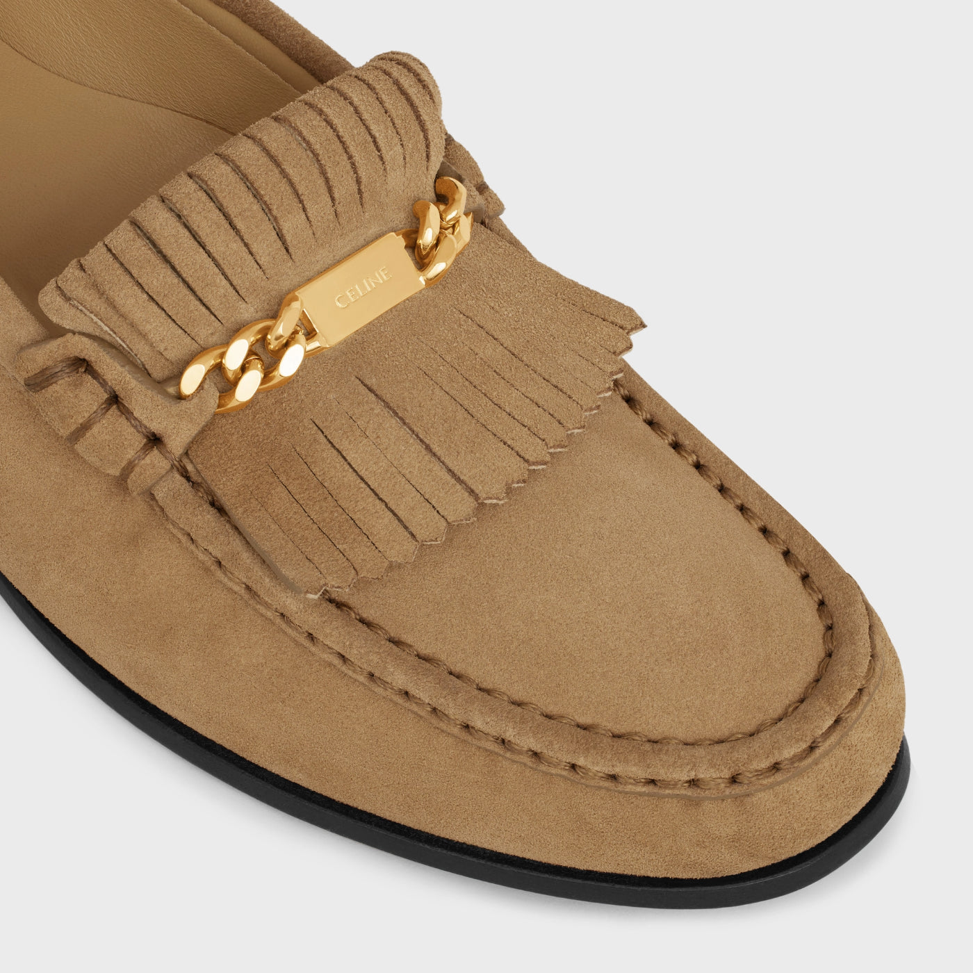 Celine Luco Loafer With Fringes In Suede Calfskin