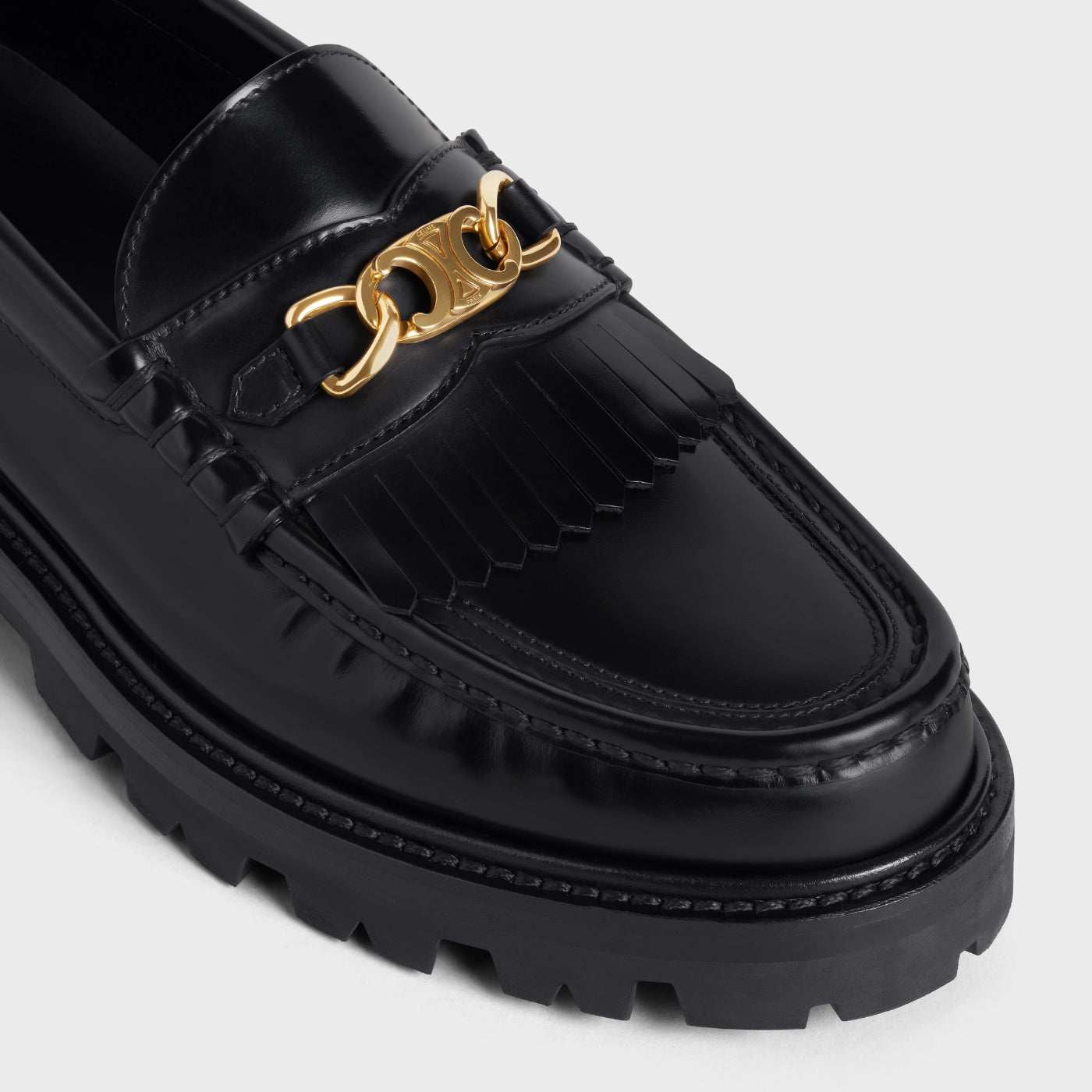 Celine Margaret Loafer With Triomphe Chain In Polished Bull