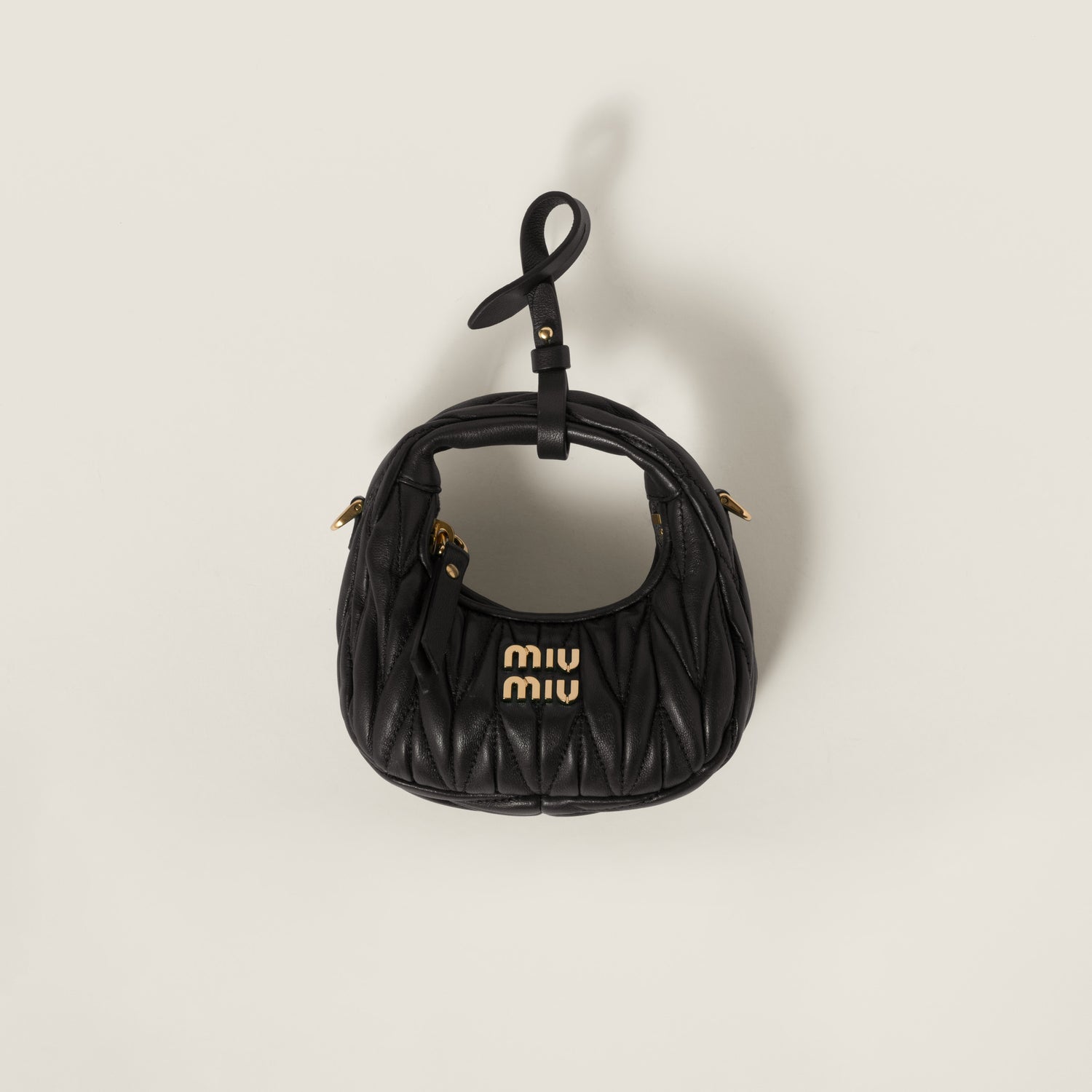 Wander matelassé nappa leather micro hobo bag