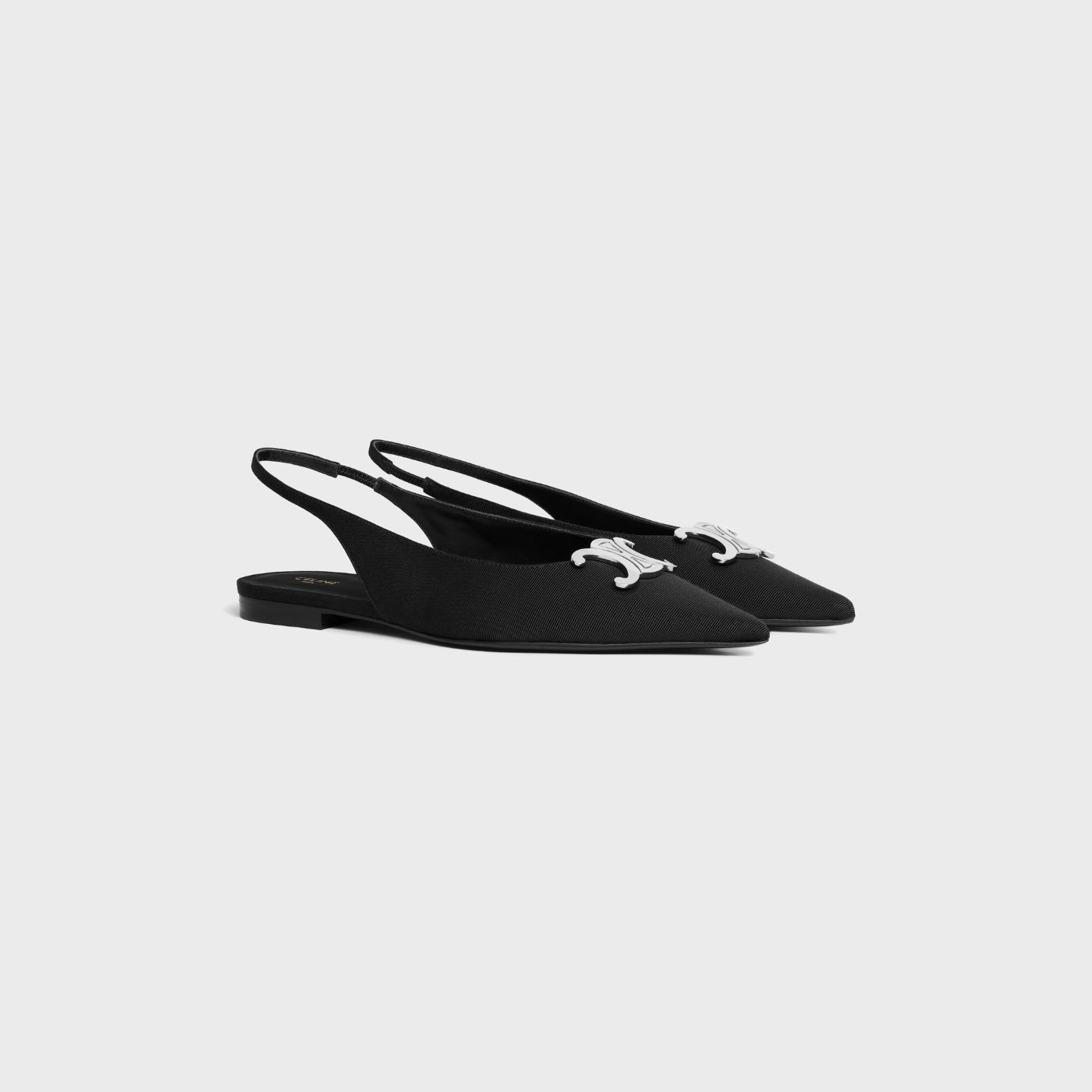 Celine Alma Triomphe Flat Slingback In Gros-Grain