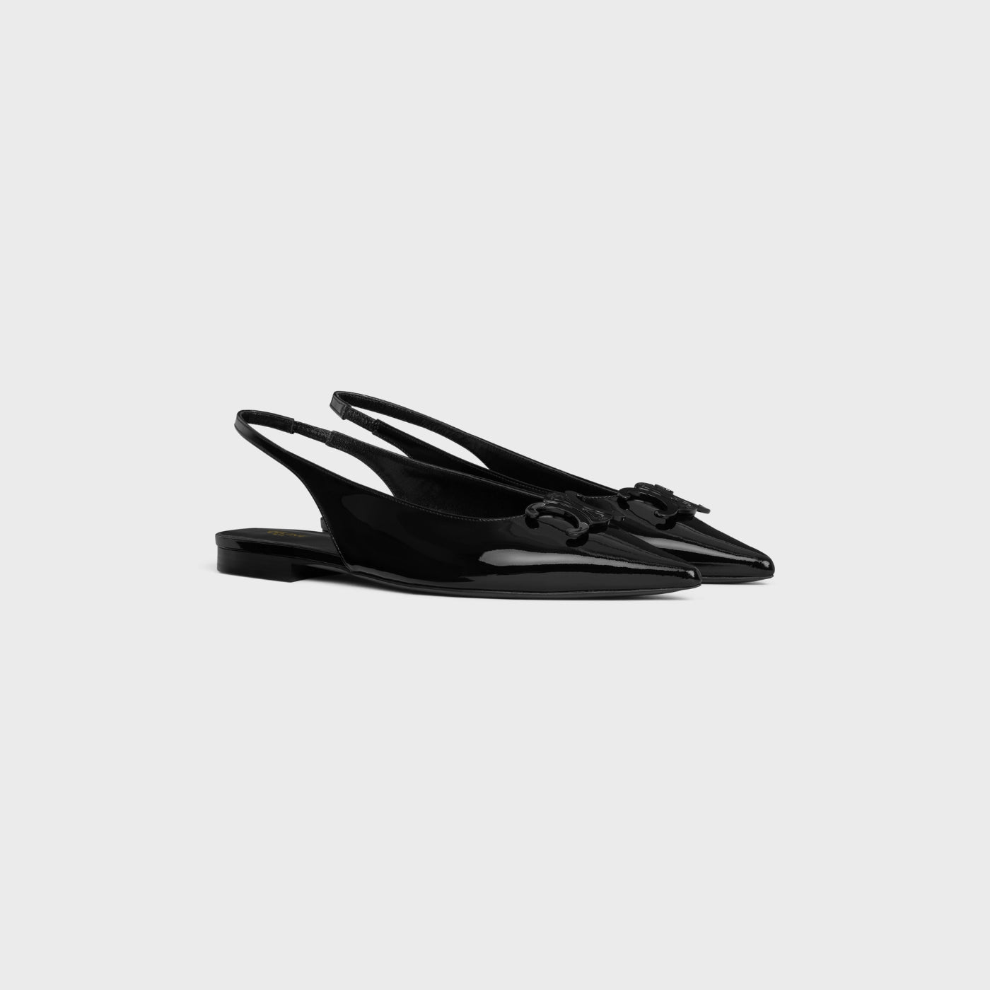 Celine Alma Triomphe Flat Slingback In Patent Calfskin