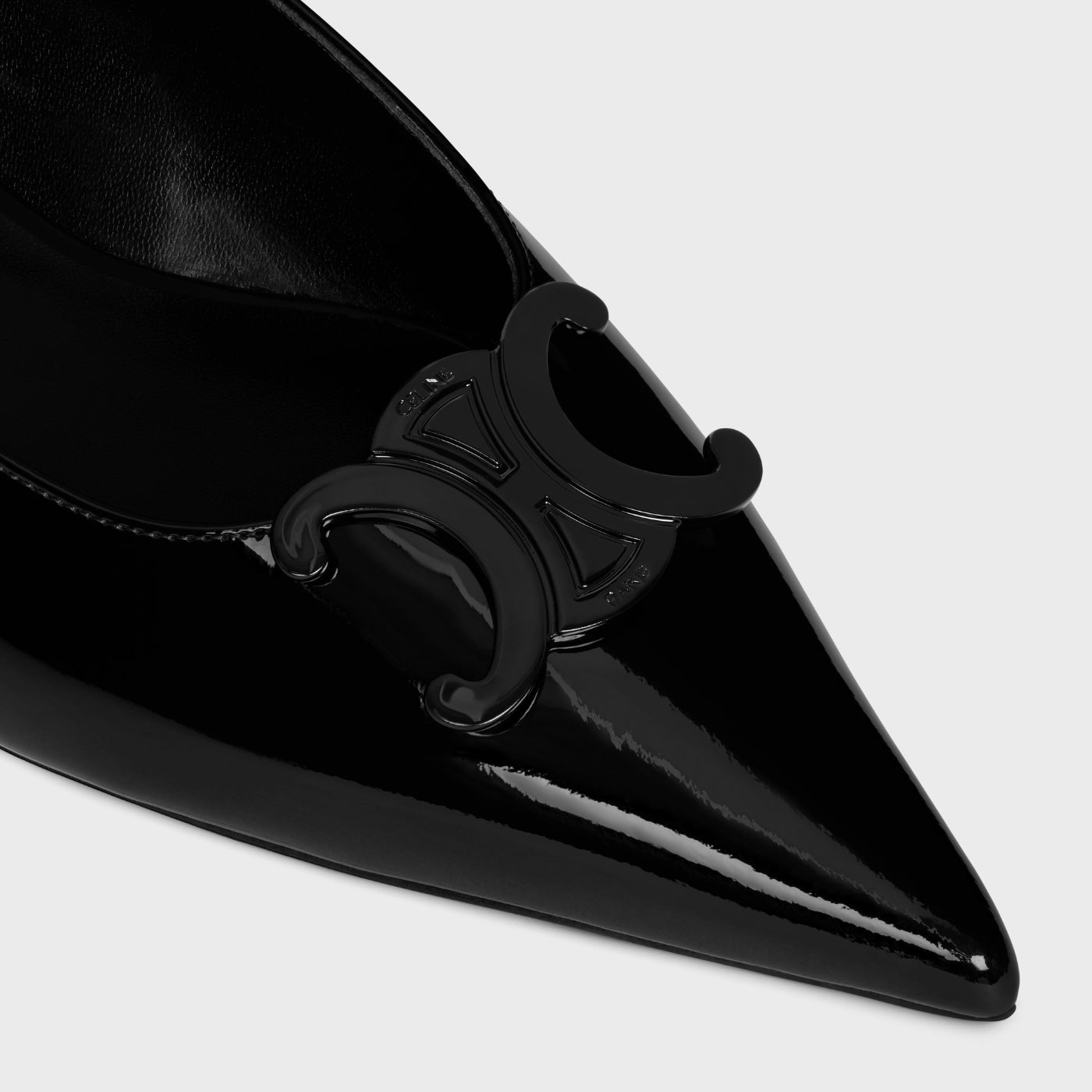 Celine Alma Triomphe Flat Slingback In Patent Calfskin