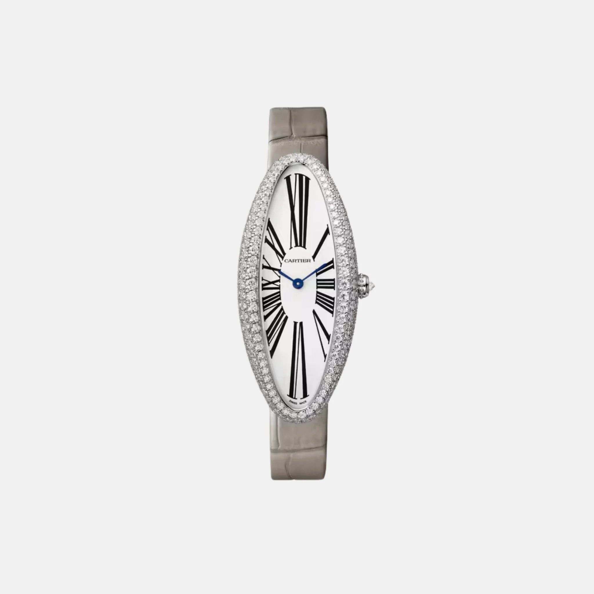 Cartier Baignoire Allongee Medium 18K White Gold Diamond Set WJBA0007, Front