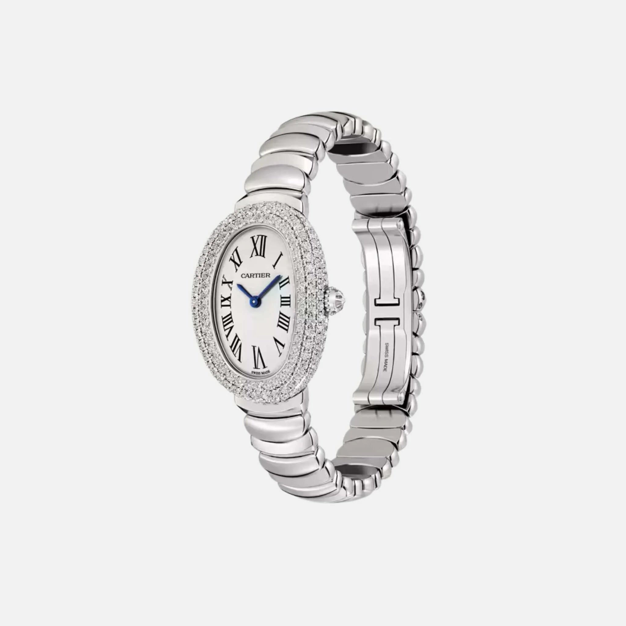 Cartier Baignoire Small 18K White Gold Diamond Set WJBA0051, Side