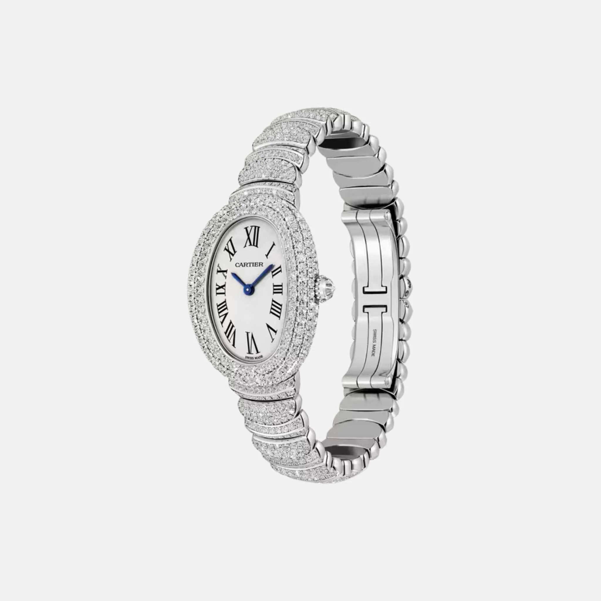 Cartier Baignoire Small 18K White Gold Full Diamond Set WJBA0052, Side