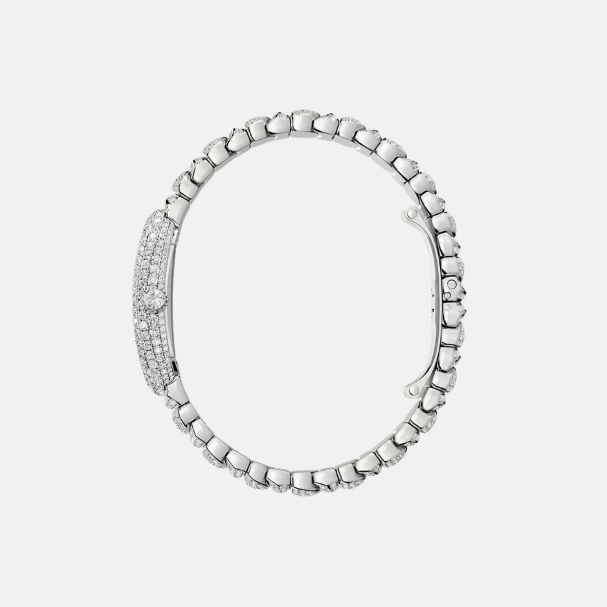 Cartier Baignoire Small 18K White Gold Full Diamond Set WJBA0052, Strap