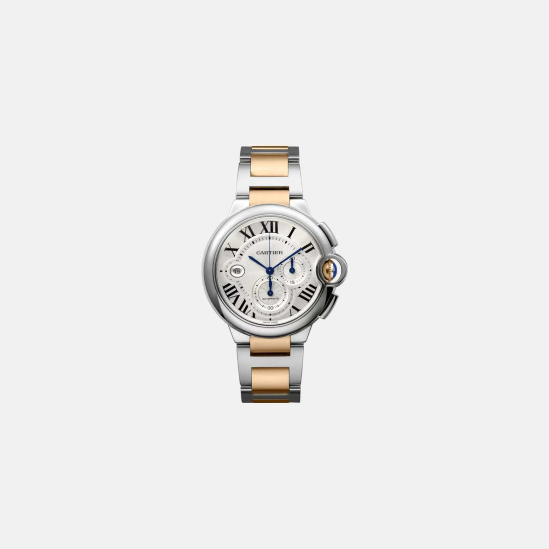 Cartier Ballon Bleu Chronograph Steel &amp; Rose Gold W6920075 44mm , Front