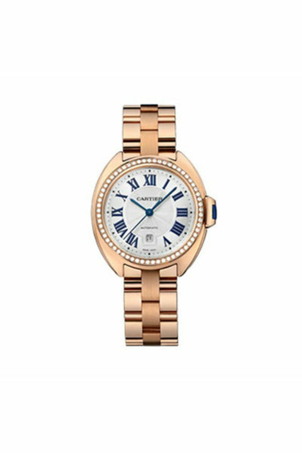 Cle De Cartier 31Mm Pink Gold Diamond Case White Dial Ladies Watch Ref. Wjcl0046