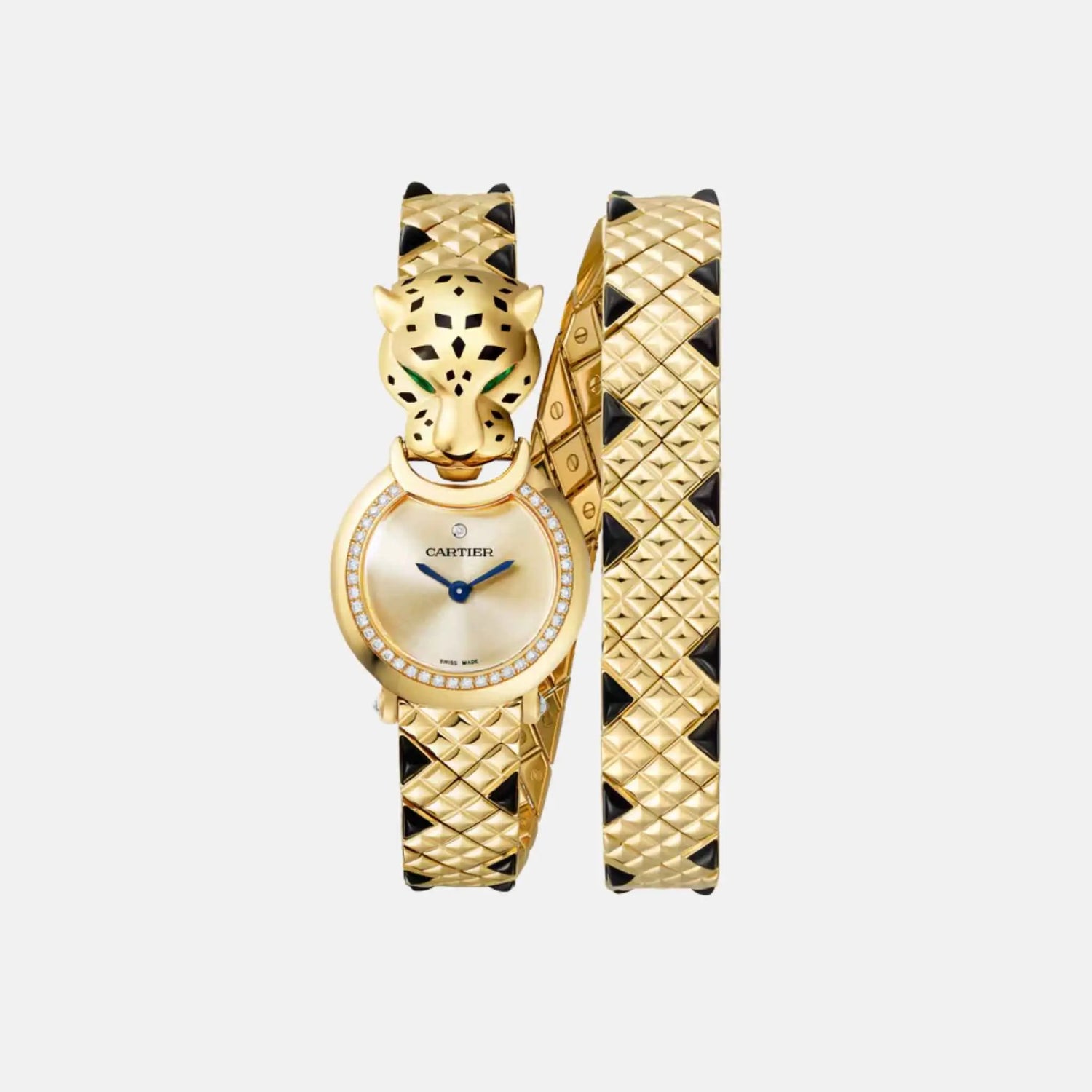 Cartier Panthere Yellow Gold Diamond Panther Head Double Loop HPI01382, Front