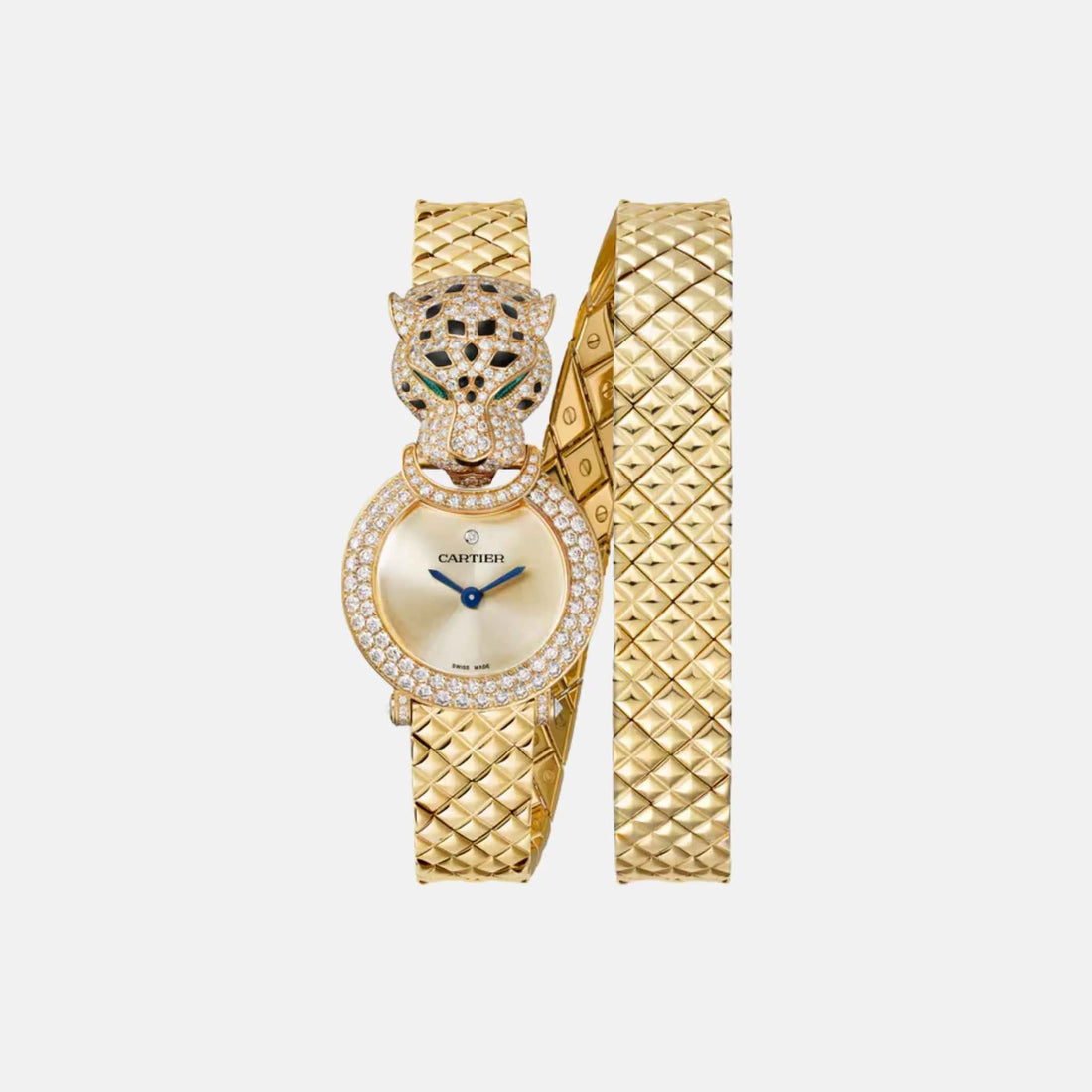 Cartier Panthere Yellow Gold Diamond Panther Head Double Loop HPI01511, Front