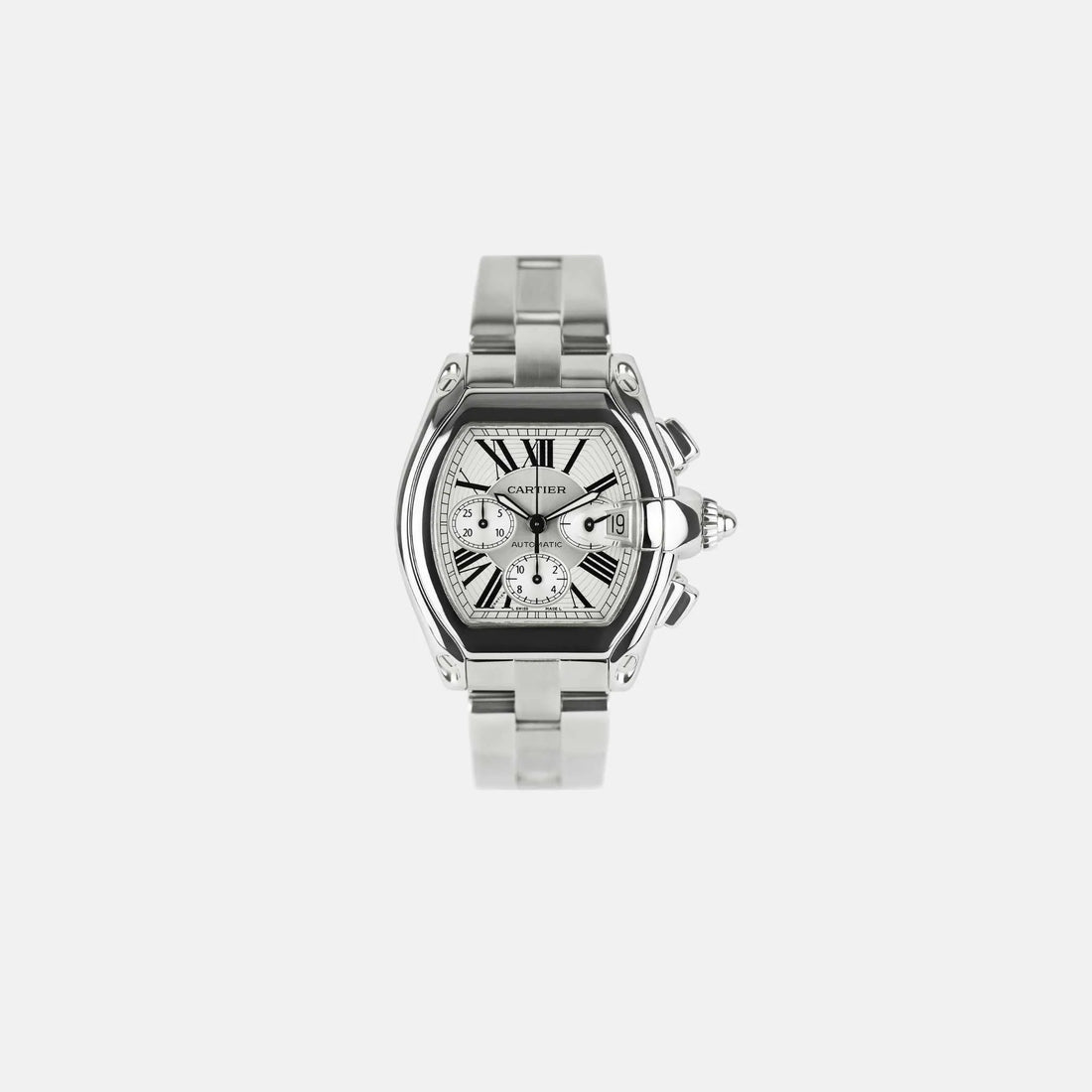 Cartier Roadster Xl Chronograph Stainless Steel Sliver 43x48mm ref:2618, Front