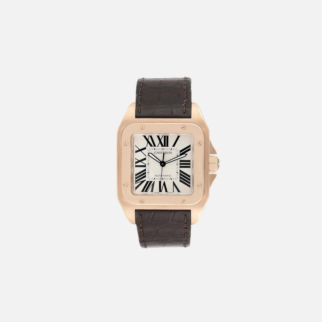 Cartier Santos 100 Large Rose Gold - Leather 38mm W20095Y1, Front