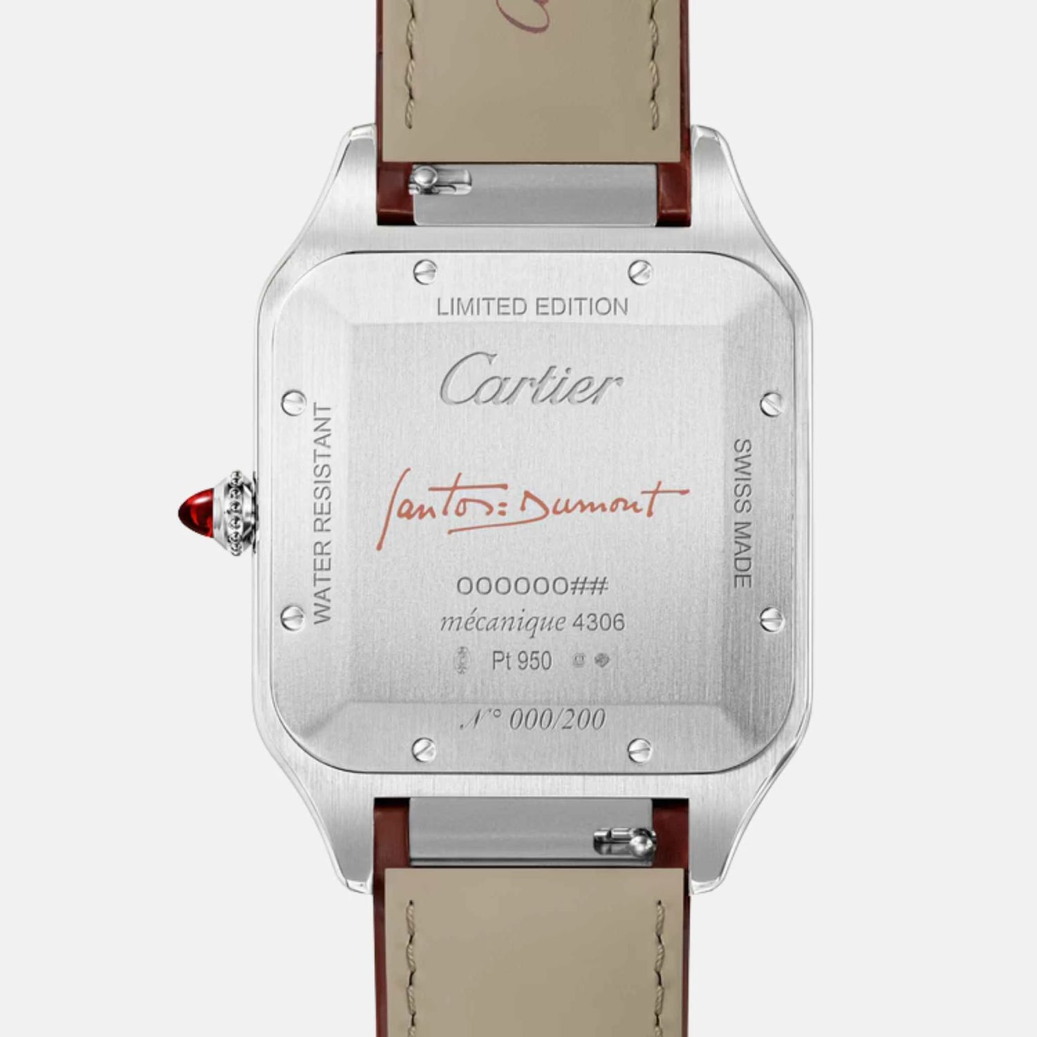 Cartier Santos Dumont Extra Large Model Platinum WGSA0113, Back