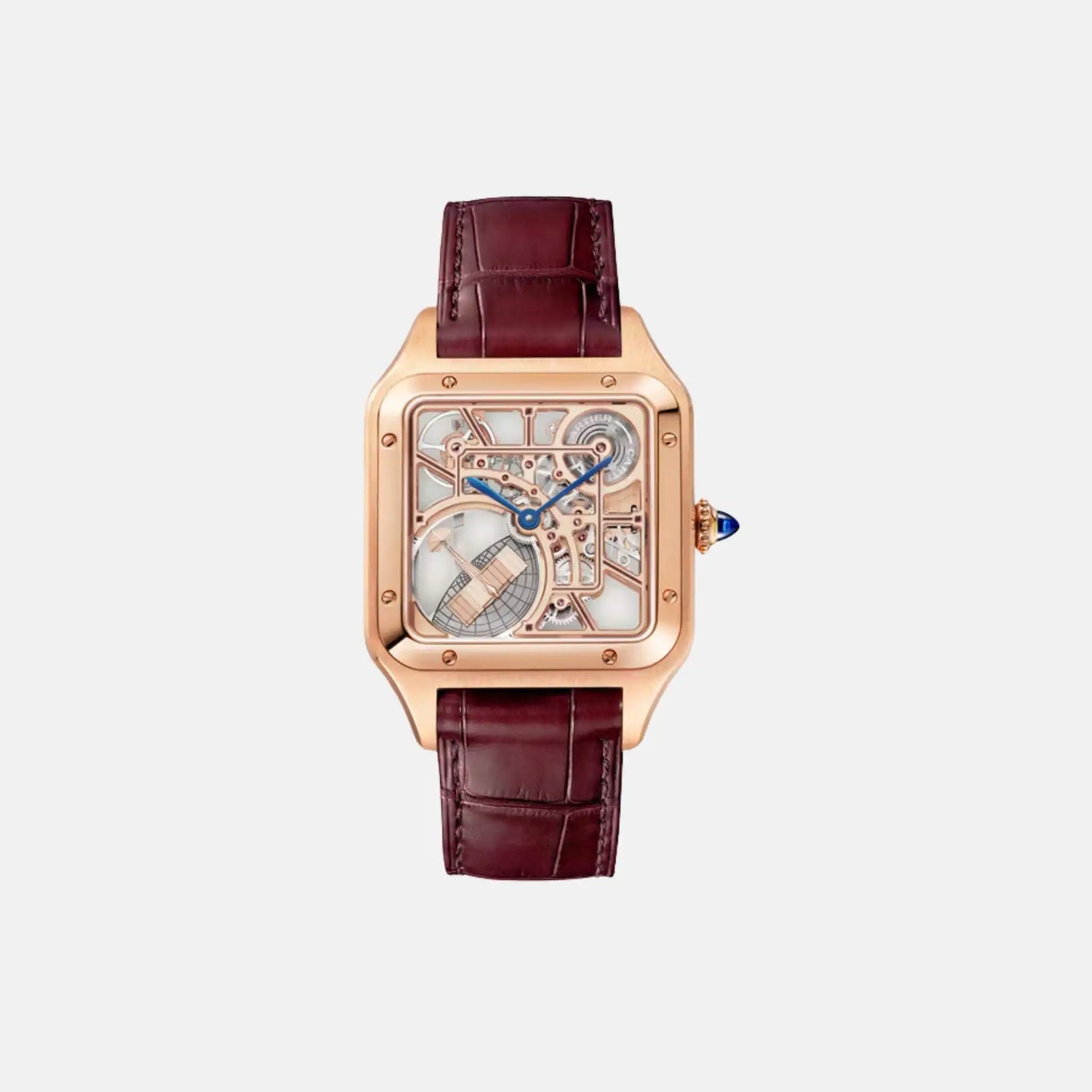 Cartier Santos Dumont Skeleton Large Model Rose Gold WHSA0030, Front