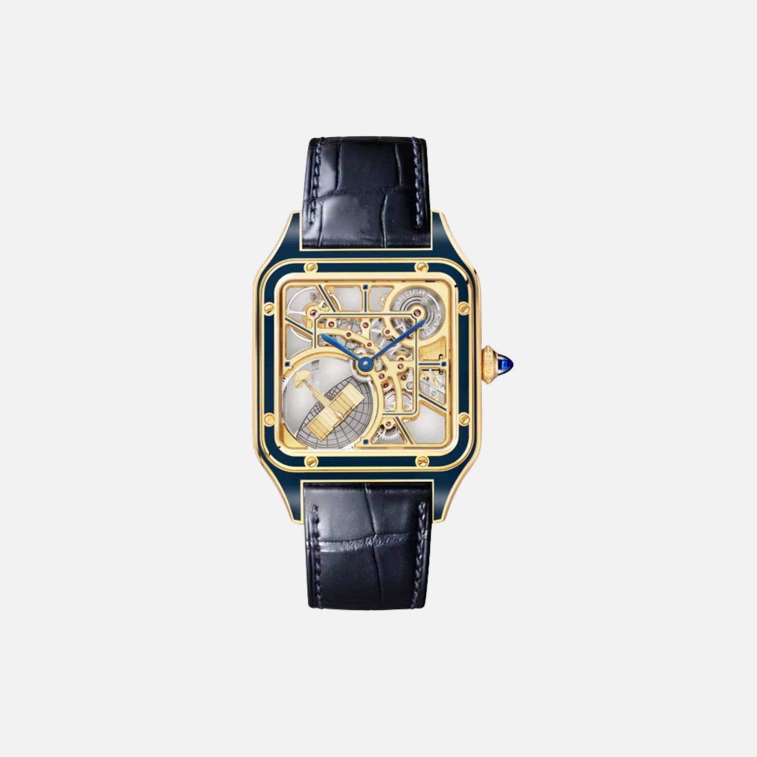Cartier Santos Dumont Skeleton Large Model Yellow Gold WHSA0031