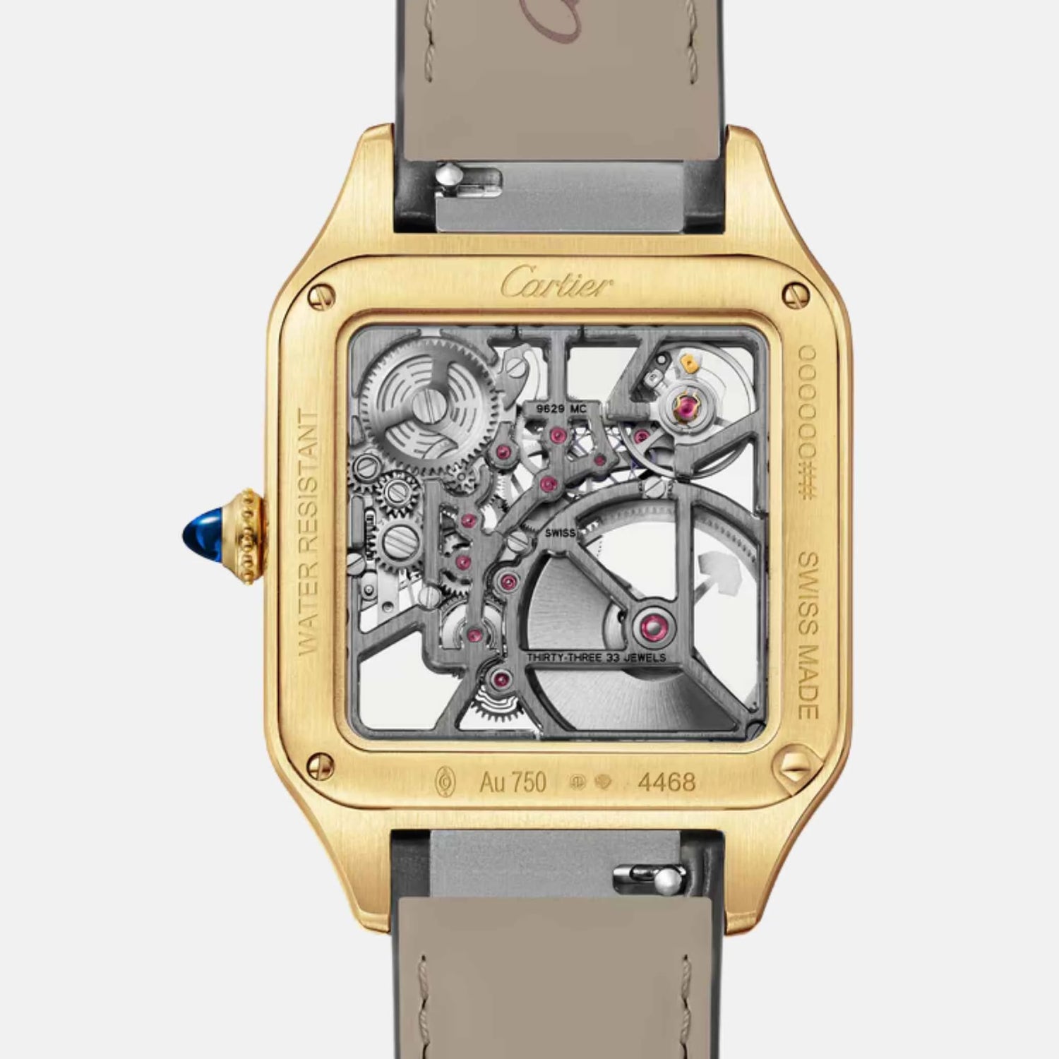 Cartier Santos Dumont Skeleton Large Model Yellow Gold WHSA0043, Back