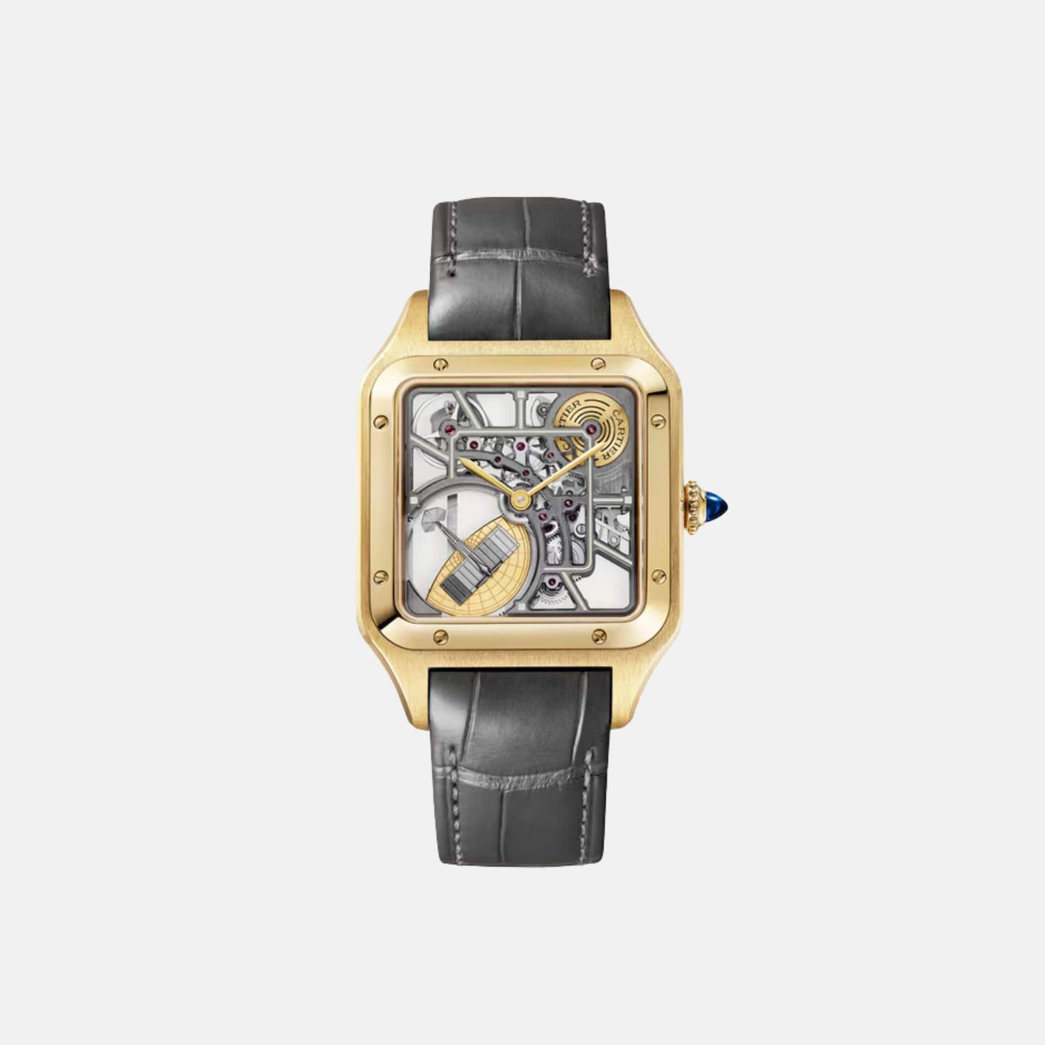 Cartier Santos Dumont Skeleton Large Model Yellow Gold WHSA0043, Front