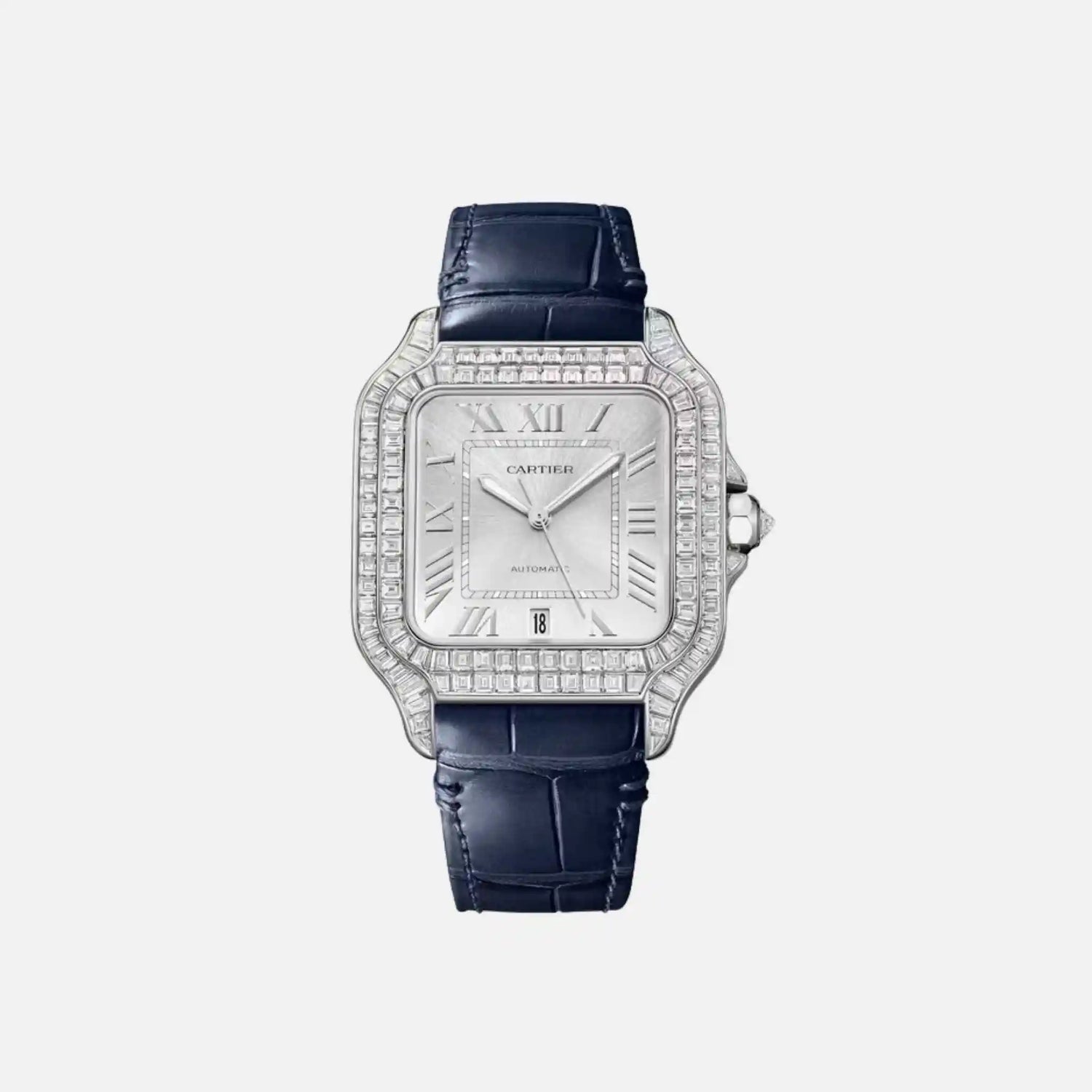 Cartier Santos Large Model Rhodium White Gold Diamond Set HPI01687, Front