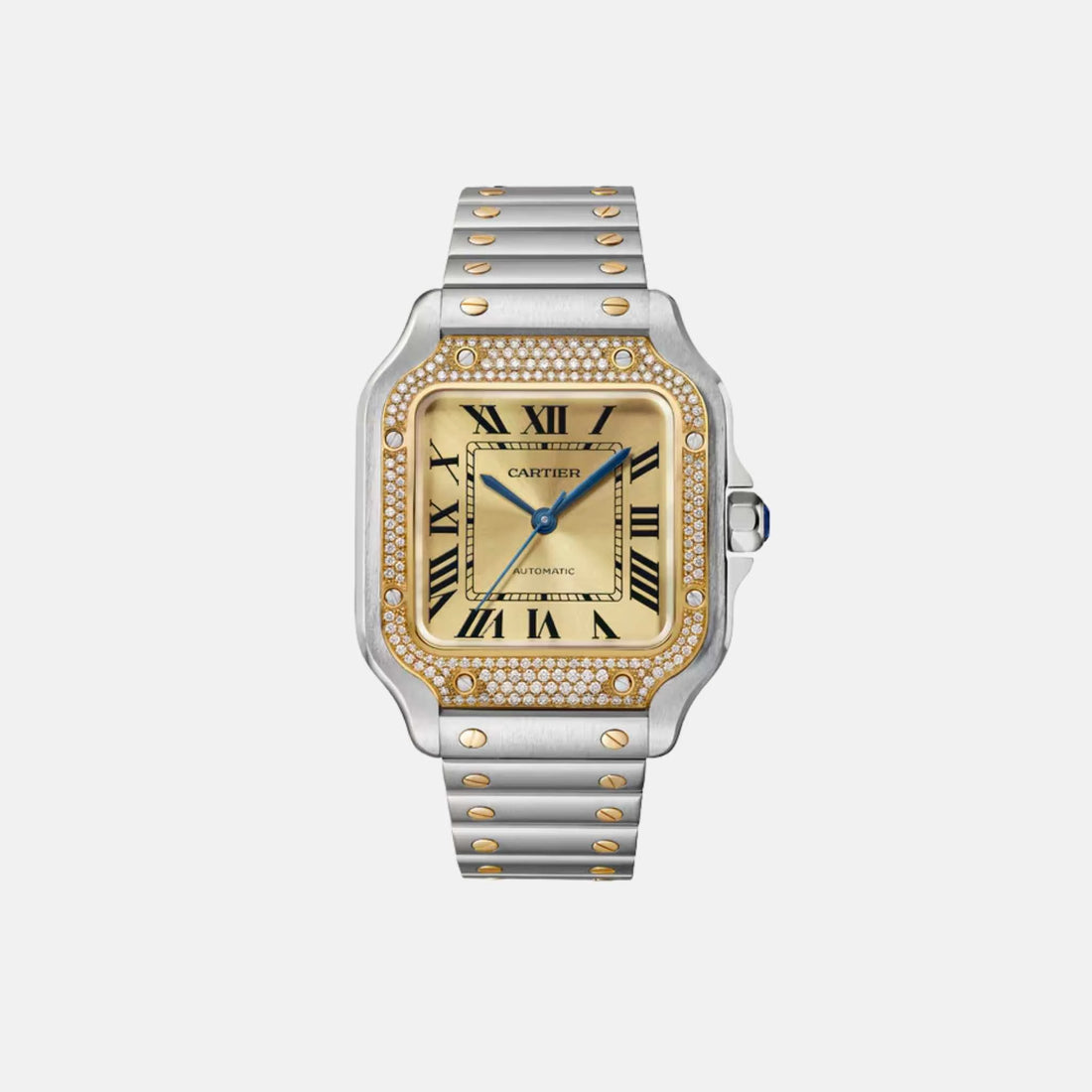 Cartier Santos Medium Model Yellow Gold Diamond Bezel W3SA0007