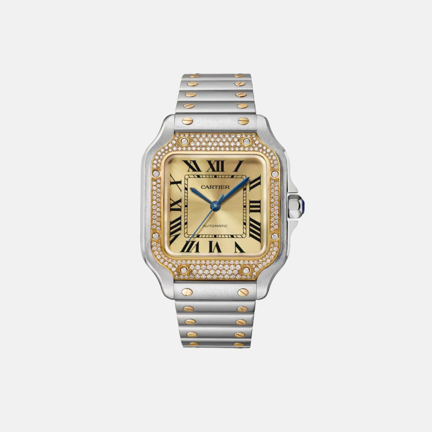 Cartier Santos Medium Model Yellow Gold Diamond Bezel W3SA0007