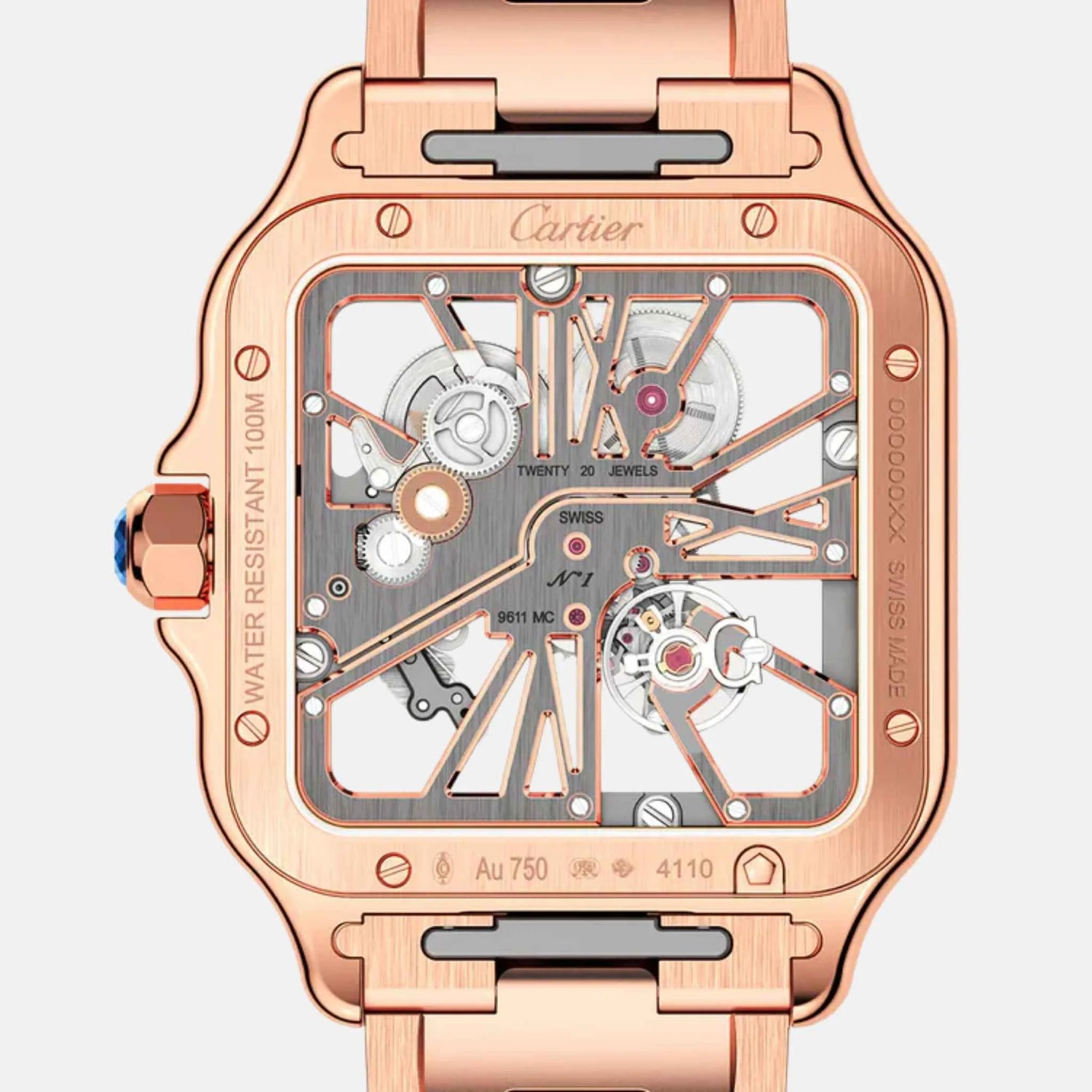 Cartier Santos Skeleton Large Model 18K Rose Gold WHSA0016,  Back
