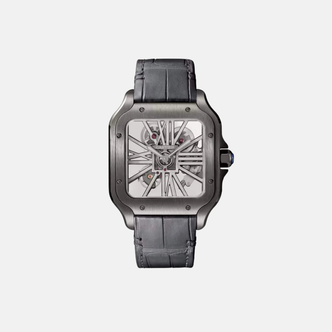 Cartier Santos Skeleton Large Model Black ADLC Steel WHSA0009, Front