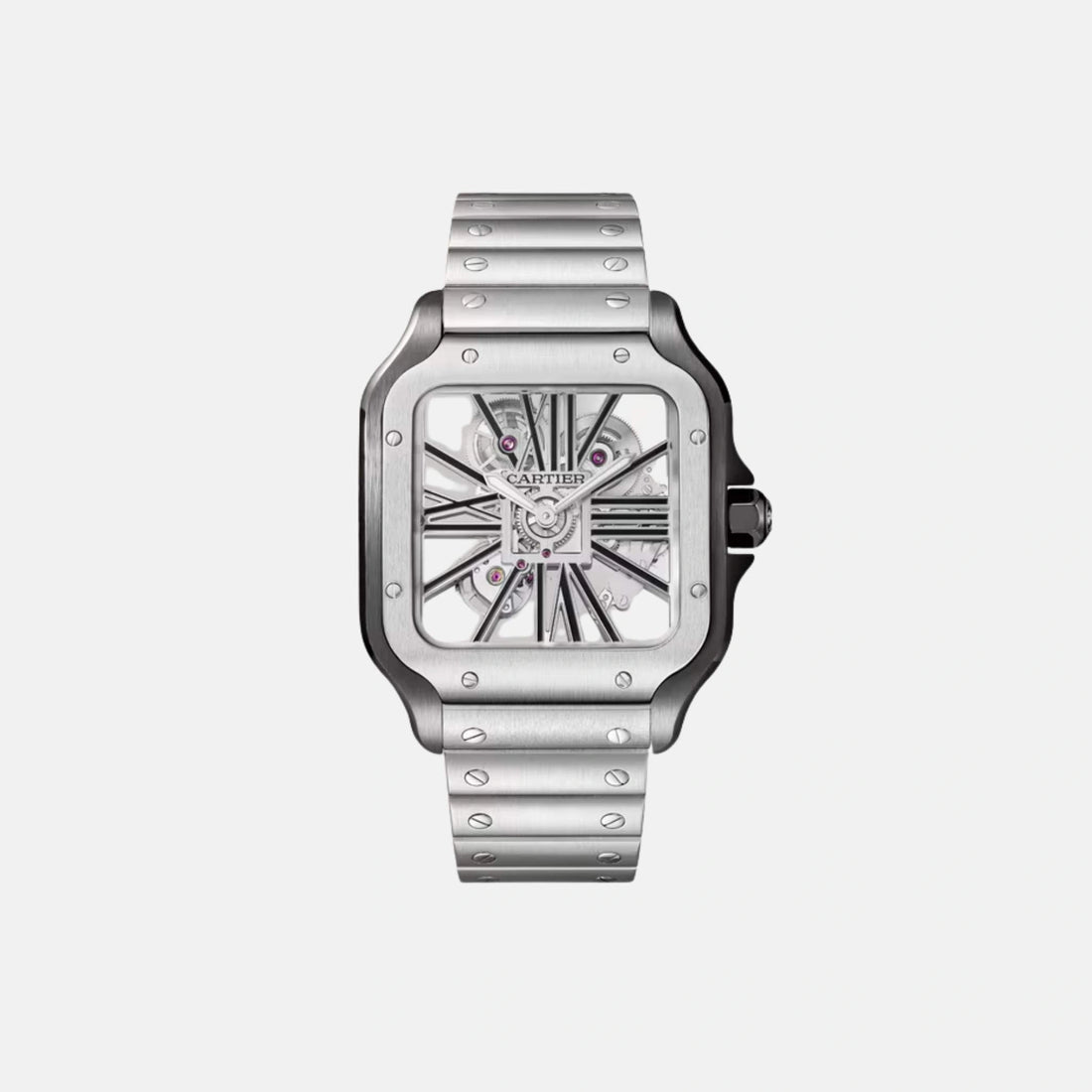 Cartier Santos Skeleton Large Model Black ADLC Steel WHSA0027, Front