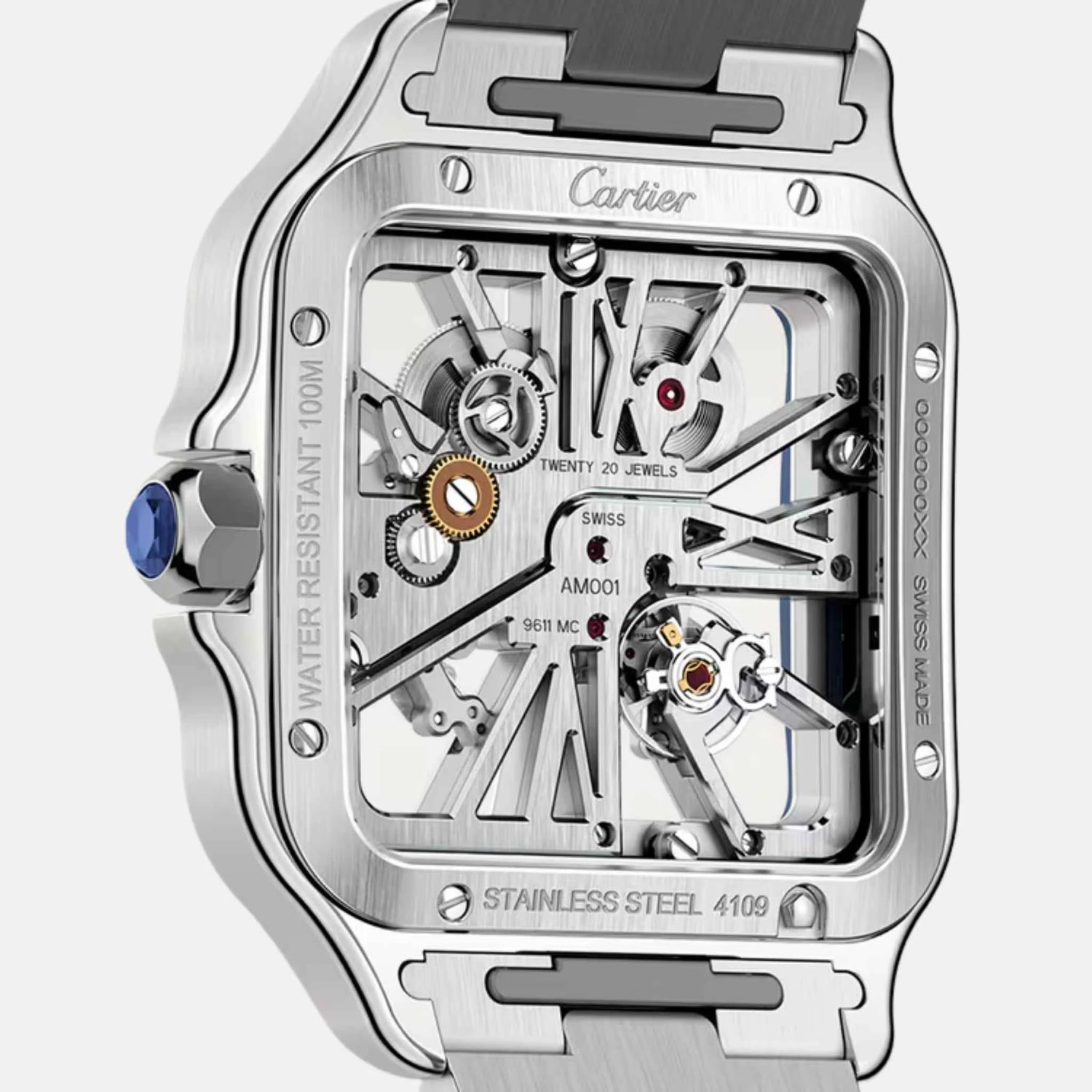 Cartier Santos Skeleton Large Model Manual Wind WHSA0026, Back