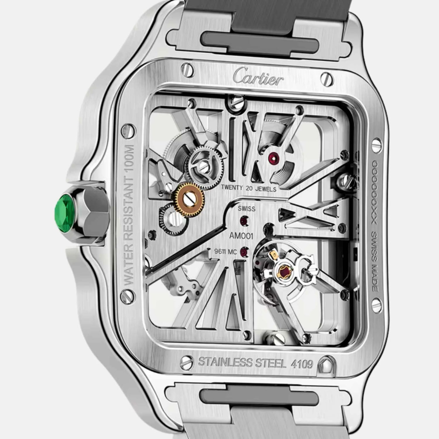 Cartier Santos Skeleton Large Model Manual Wind WHSA0028, Back