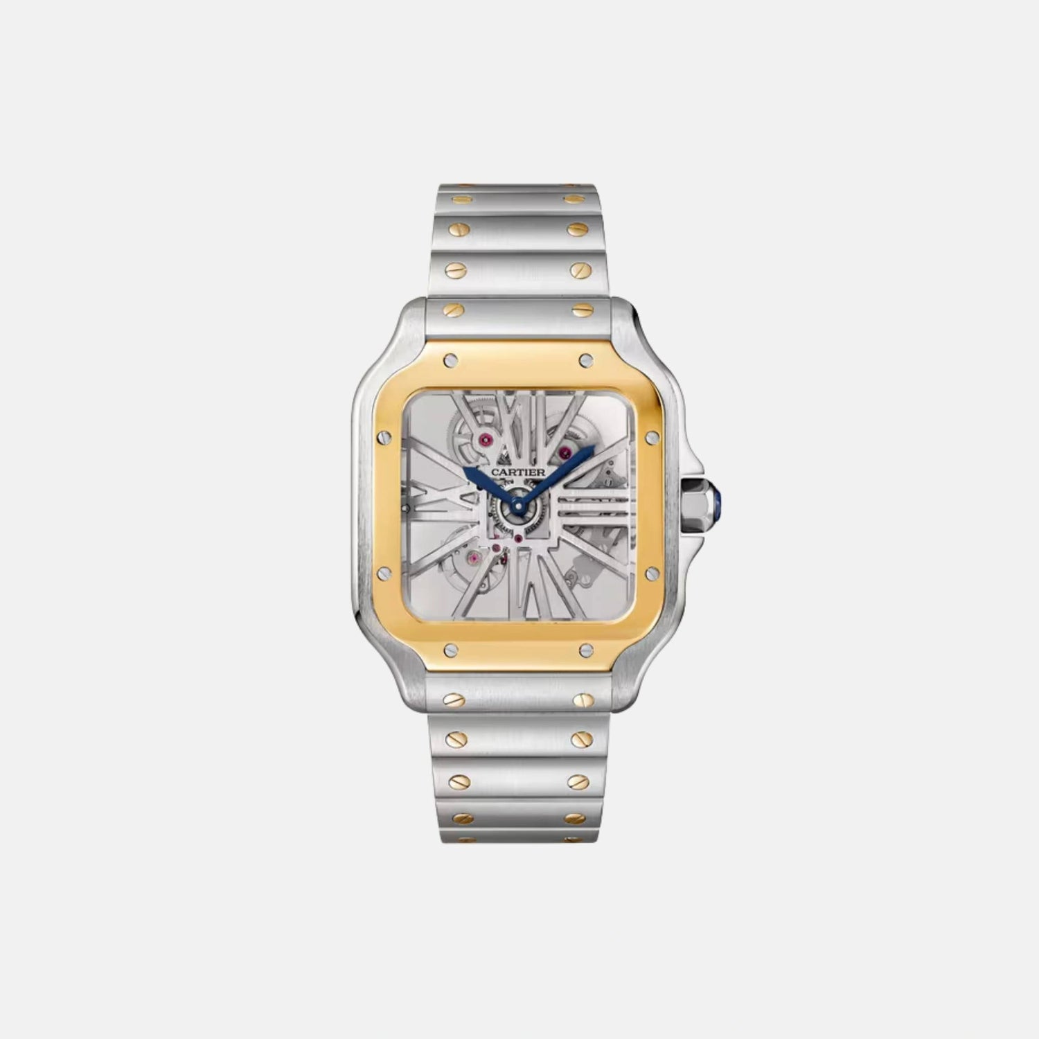 Cartier Santos Skeleton Large Model Steel Yellow Gold Bezel WHSA0019